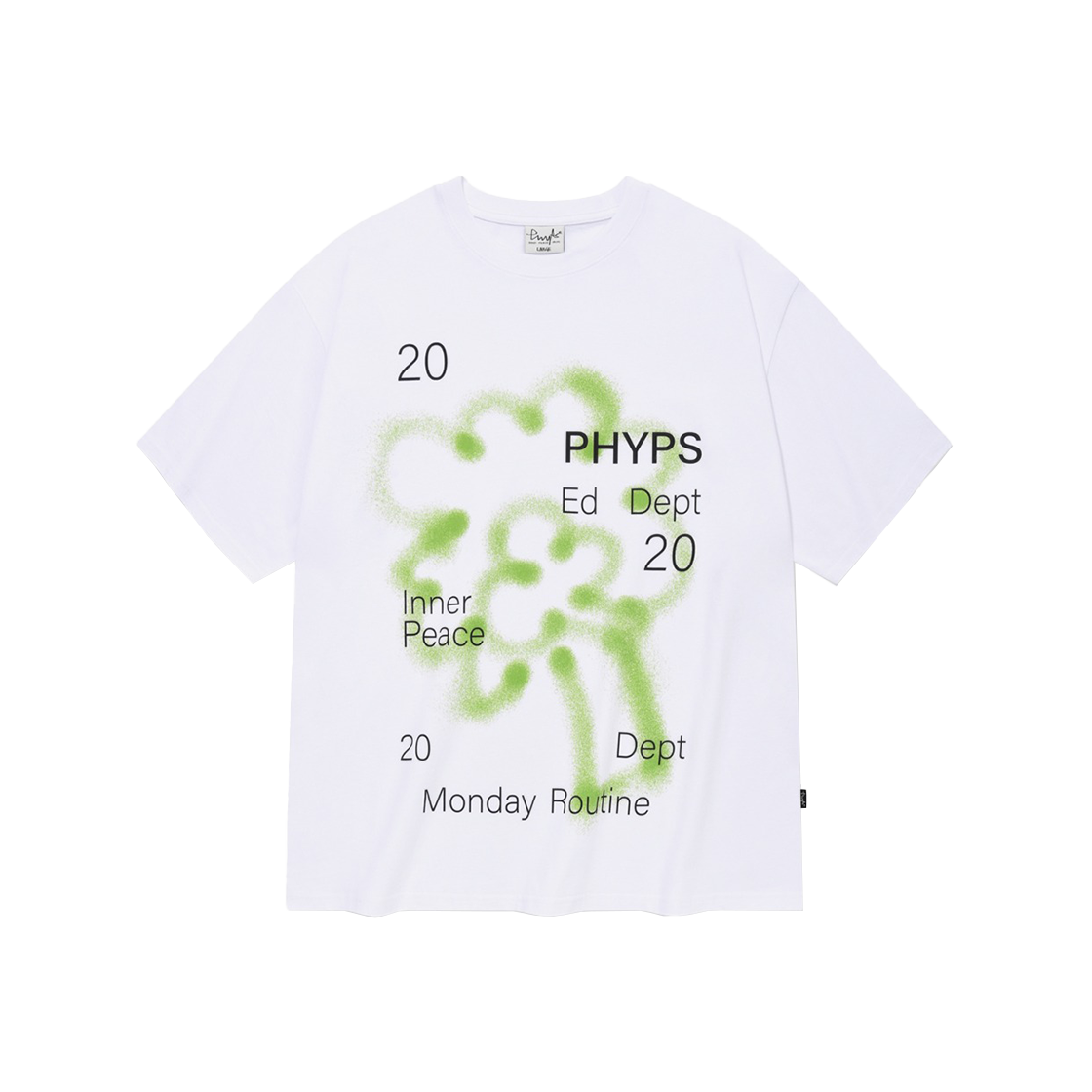 피지컬 디파트먼트 스프레이 빅 브로콜리 반팔티셔츠 화이트