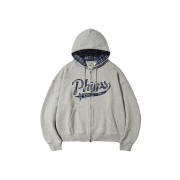 Phyps Dept Check Star Tail Elbow Patch Hooded Zip-Up Grey
