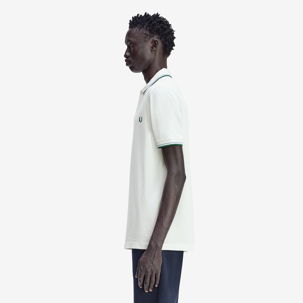 프레드페리 M3600 트윈 팁 프레드페리 셔츠 스노우화이트 트랙블루 스포츠그린(Fred Perry M3600 Twin Tipped Fred Perry Shirt Snow White Track Blue Sport Green) - 3