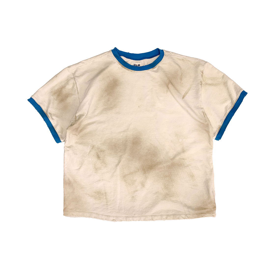 홈리스 디스트레스 링거 티 블루(Hommless Distressed Ringer Tee Blue)