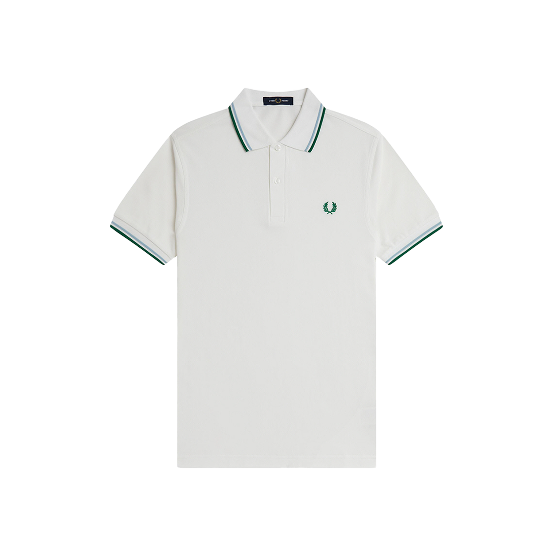 프레드페리 M3600 트윈 팁 프레드페리 셔츠 스노우화이트 트랙블루 스포츠그린(Fred Perry M3600 Twin Tipped Fred Perry Shirt Snow White Track Blue Sport Green)