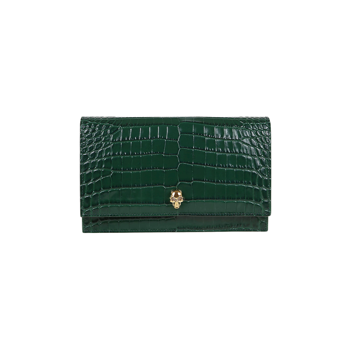 6302661HB0G3120 Alexander McQueen Skull Crocodile Shoulder Bag Green