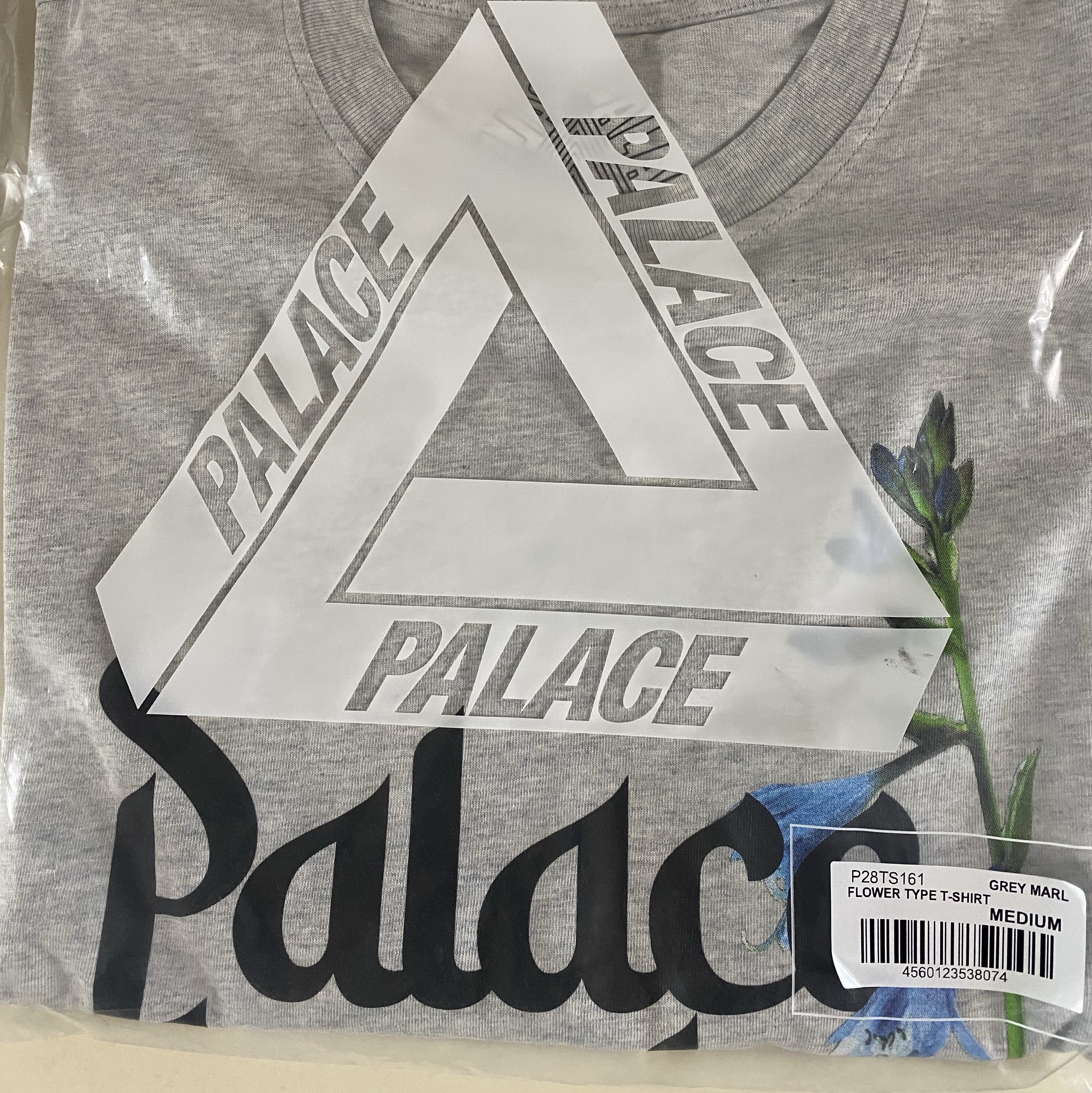 Palace Flower Type T-Shirt Grey Marl - 25SS 착용 스타일