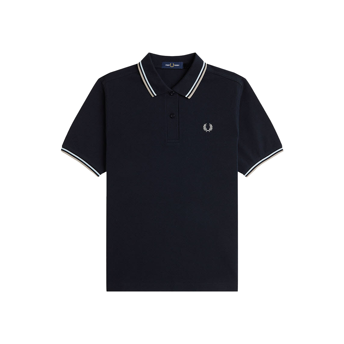 프레드페리 G3600 우먼스 트윈 팁 프레드페리 셔츠 네이비 라이트아이스 웜오트(Fred Perry G3600 Womens Twin Tipped Fred Perry Shirt Navy Light Ice Warm Oat) - 1