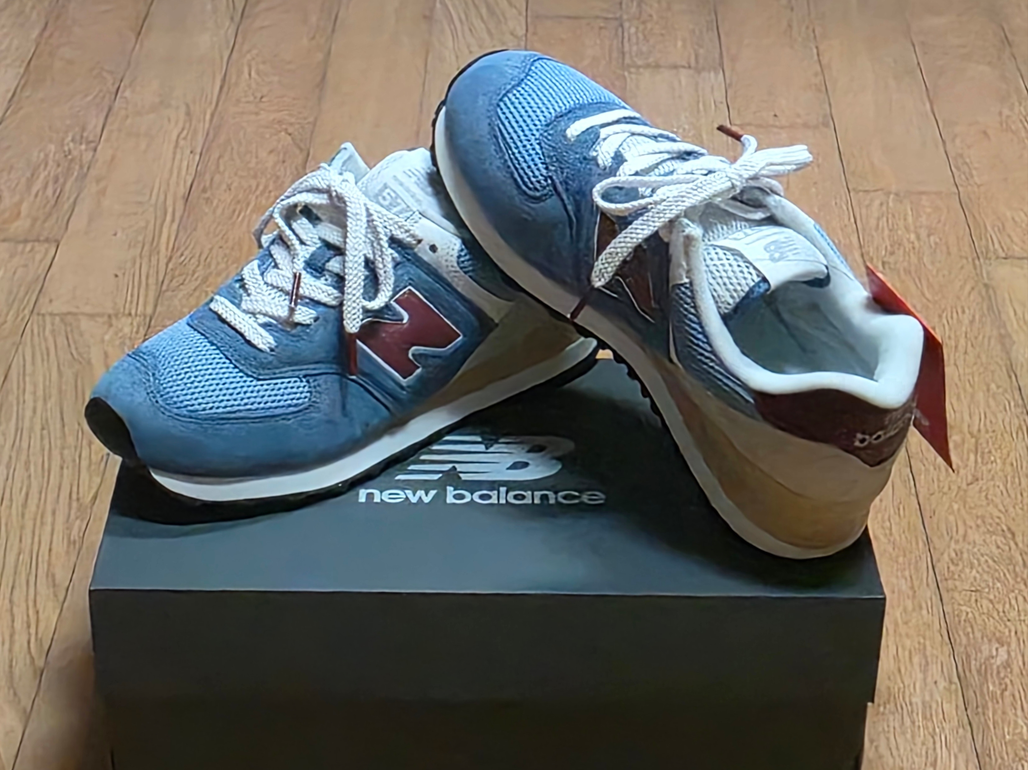 New Balance 574 Shoreline Blue Stillwater 착용 스타일 - 1