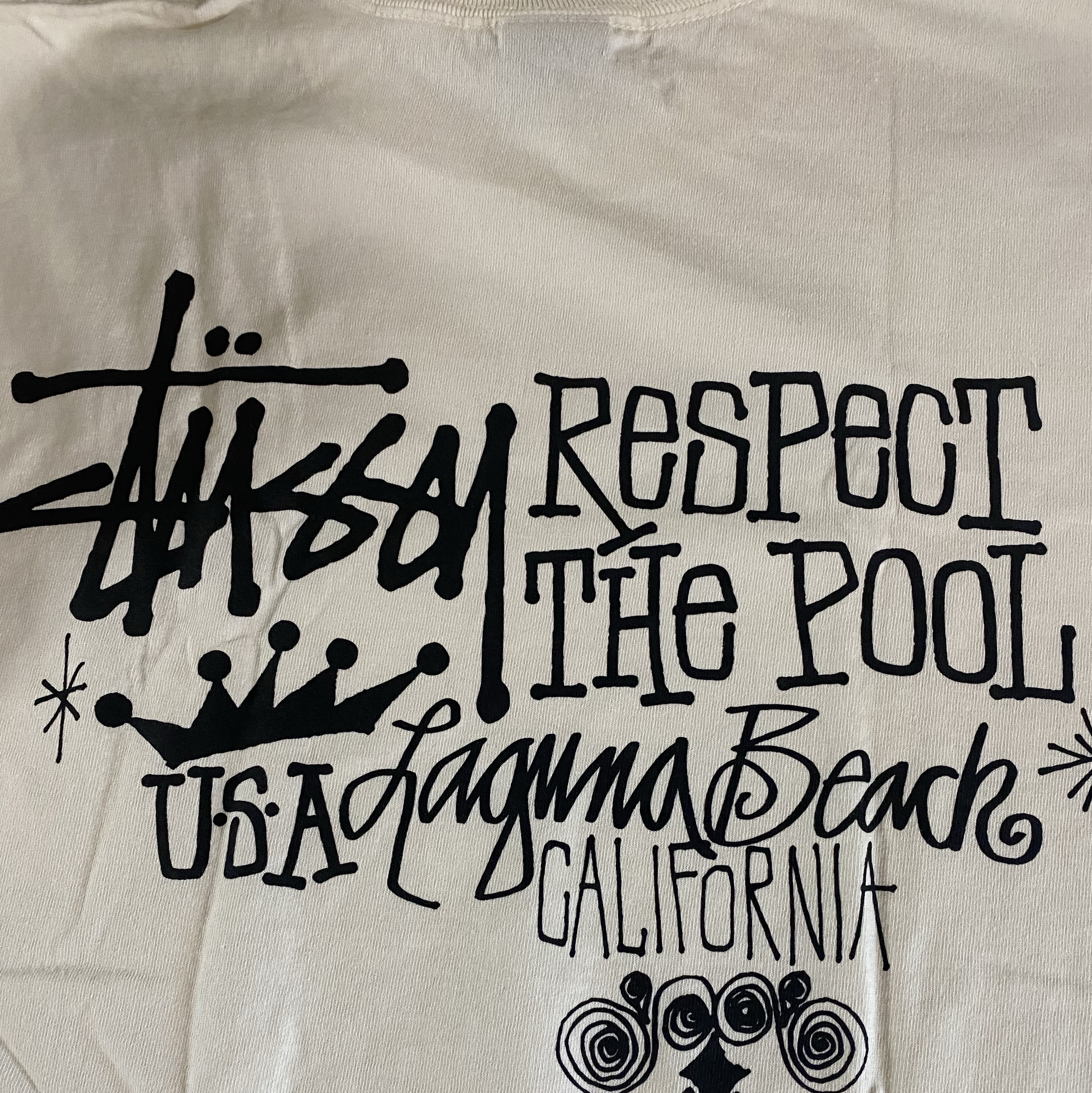 Stussy Respect The Pool T-Shirt Pigment Dyed Natural 착용 스타일 - 1