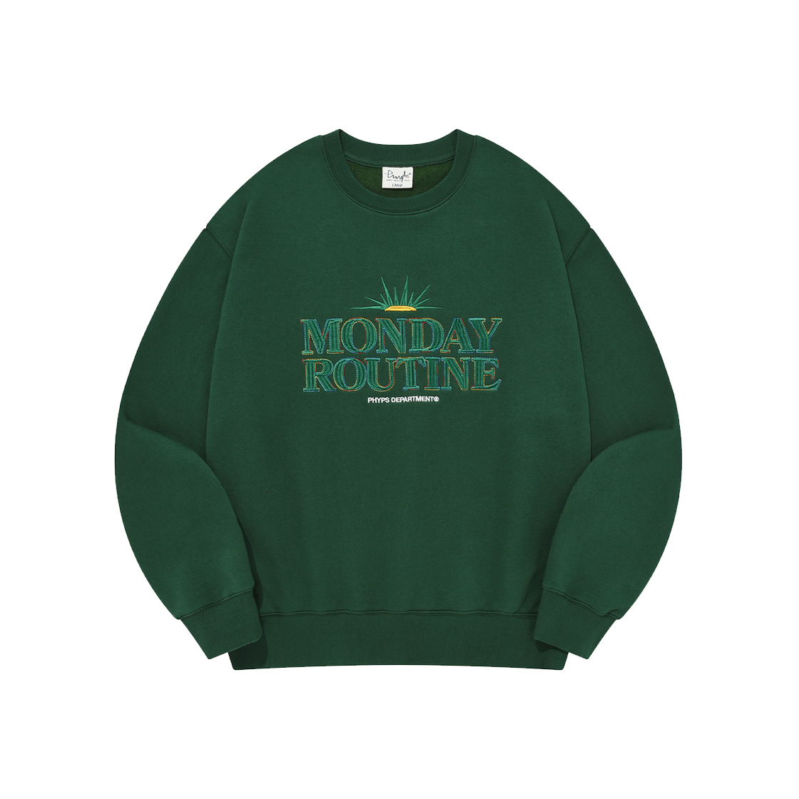 PES1CR301ADE Phyps Dept Monday Routine Stitch Sweat Shirt Dark Green