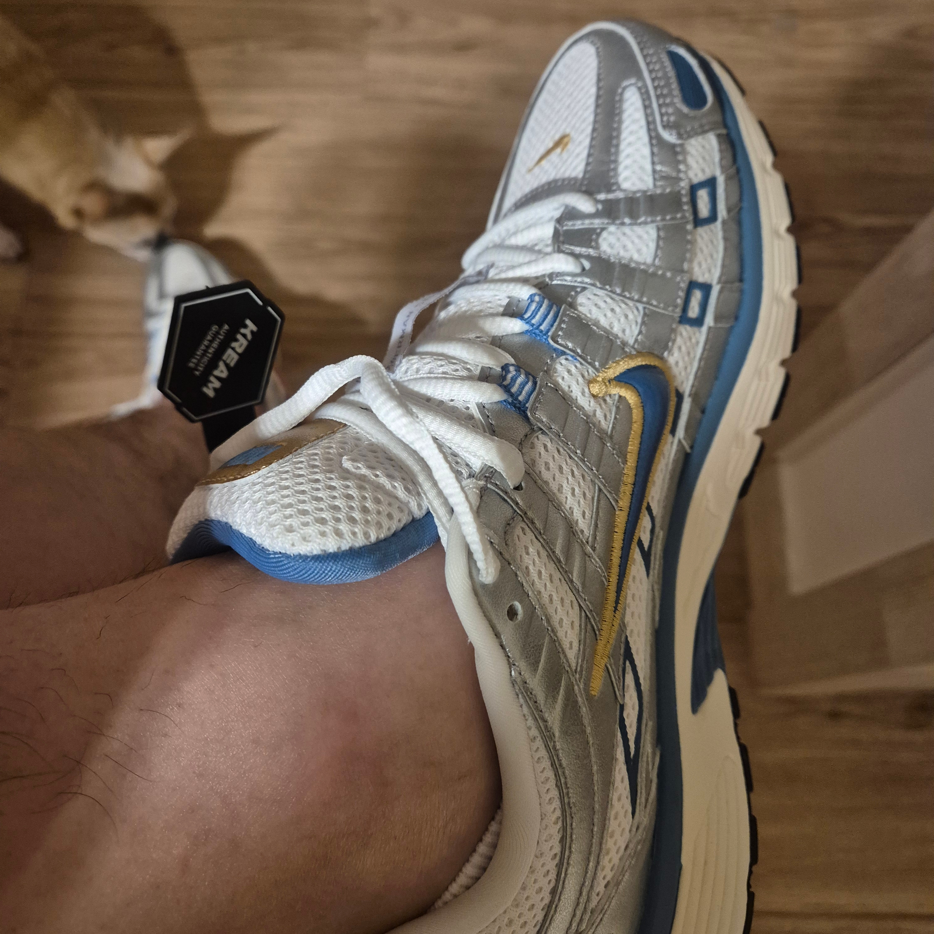 Nike P-6000 White Metallic Silve Pale Ivory Aegean Storm 착용 스타일 - 1