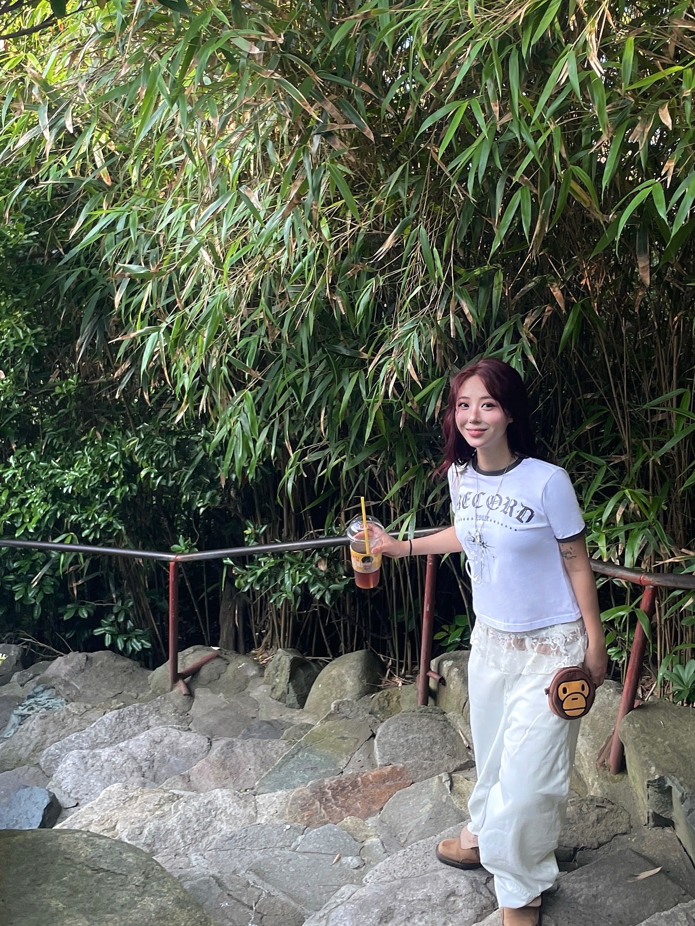 SLOW RECORD HOUSE Unisex RECORD Ringer Tee White 착용 스타일 - 3