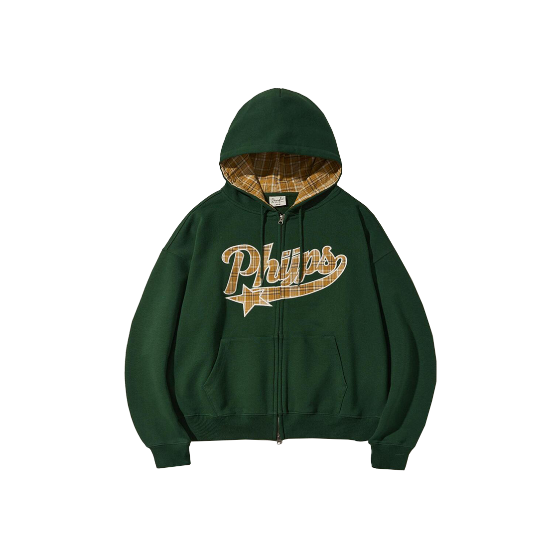 피지컬 디파트먼트 체크 스타테일 엘보우 패치 후드집업 포레스트 그린(Phyps Dept Check Star Tail Elbow Patch Hooded Zip-Up Forest Green) - 1