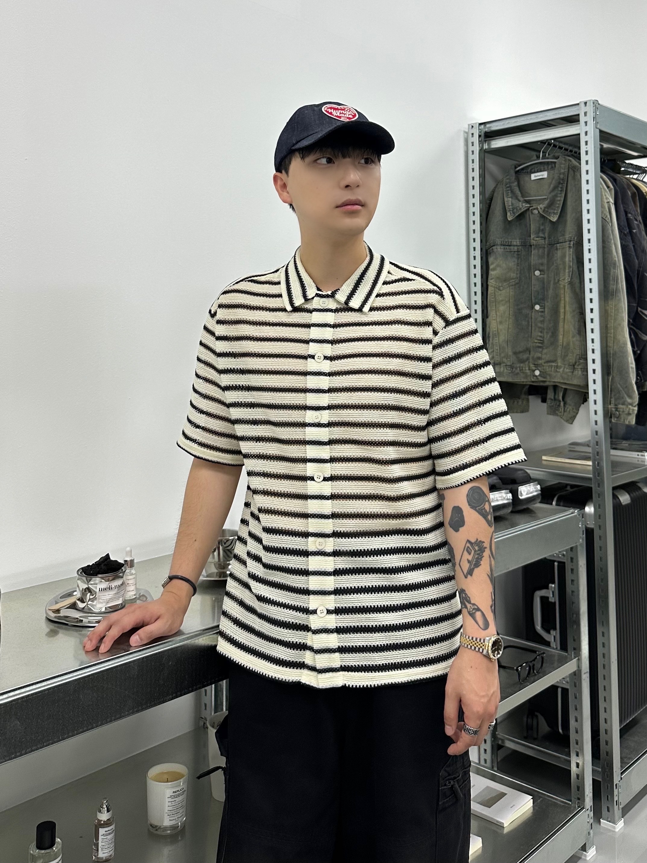 Human Made 6 Panel Denim Cap Indigo 착용 스타일 - 1