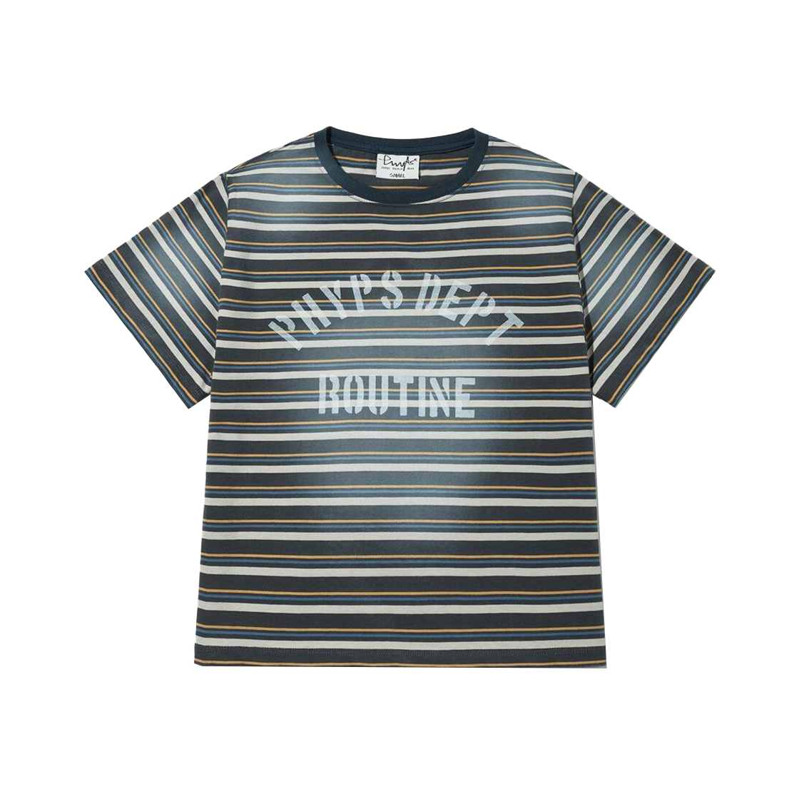 PFM1SS201ACH Phyps Dept Women's Dying Stripe Crop Short Sleeve T-Shirt Chracoal