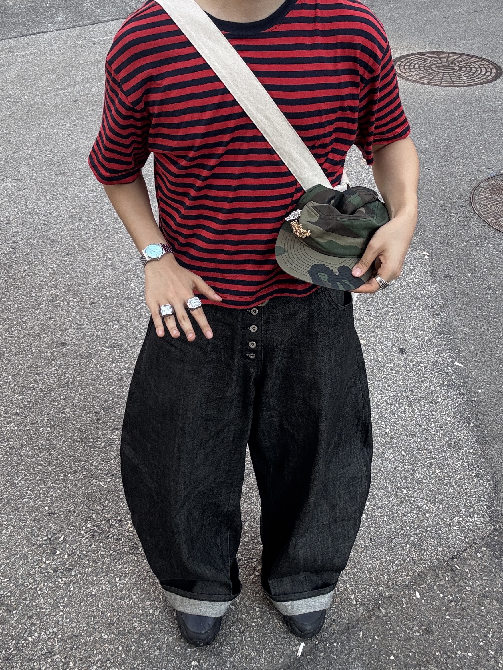 Casio MTP-B145D-2A1V, Stussy Canvas Flight Bag Washed Black 착용 스타일 - 1