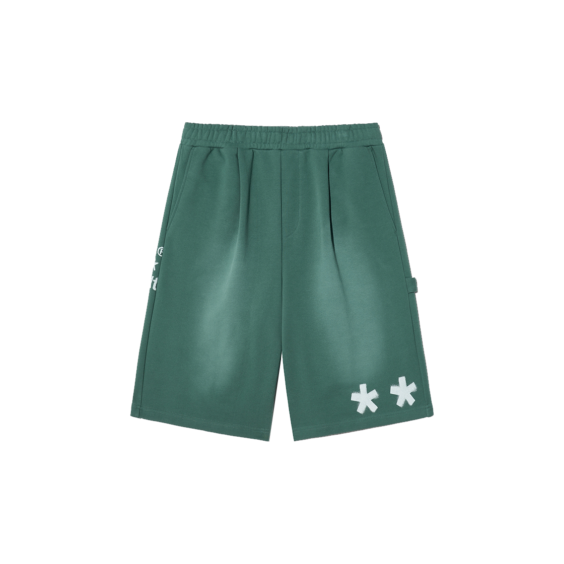 PFM1SO304AVG Phyps Dept Over Typo Spray Dying Carpenter Sweatshorts Green