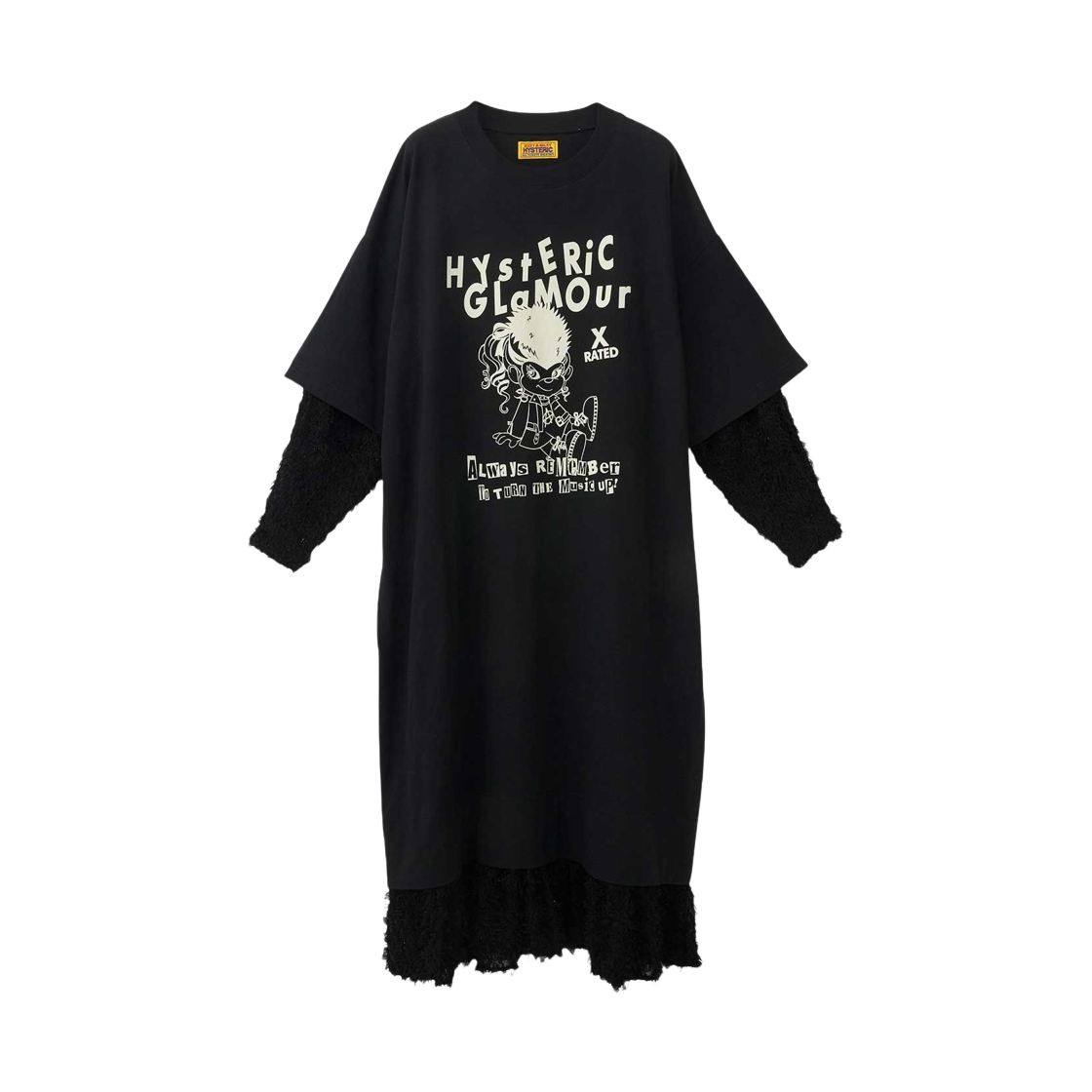(W) 히스테릭 글래머 배드 걸 스컹크 레이어드 드레스 블랙((W) Hysteric Glamour Bad Girl Skunk Layered Dress Black) - 1