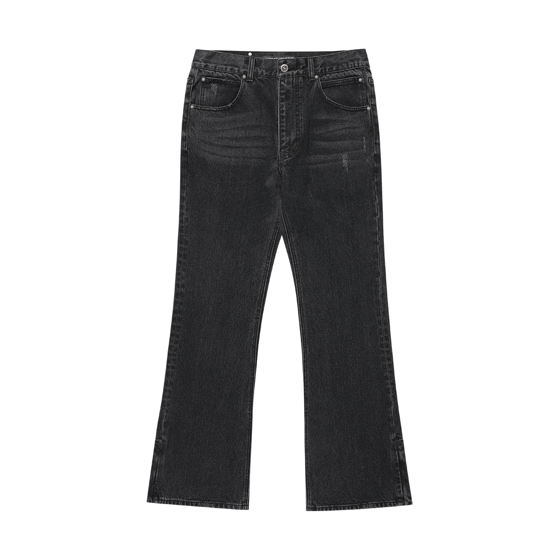 WH5B1D6100BLK WESLEY HYUSTON Sleek Zipper Detail Boots Cut Denim Pants Black