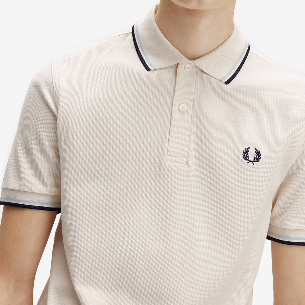 프레드페리 M3600 트윈 팁 프레드페리 셔츠 실키피치 라이트아이스 다크에어포스(Fred Perry M3600 Twin Tipped Fred Perry Shirt Silky Peach Light Ice Dark Airforce) - 4