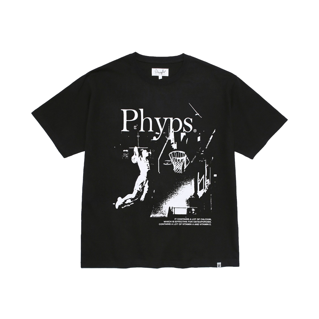 피지컬 디파트먼트 베스킷볼 덩크슛 반팔티셔츠 블랙/화이트(Phyps Dept Basketball Dunk Shot T-Shirt Black/White) - 1