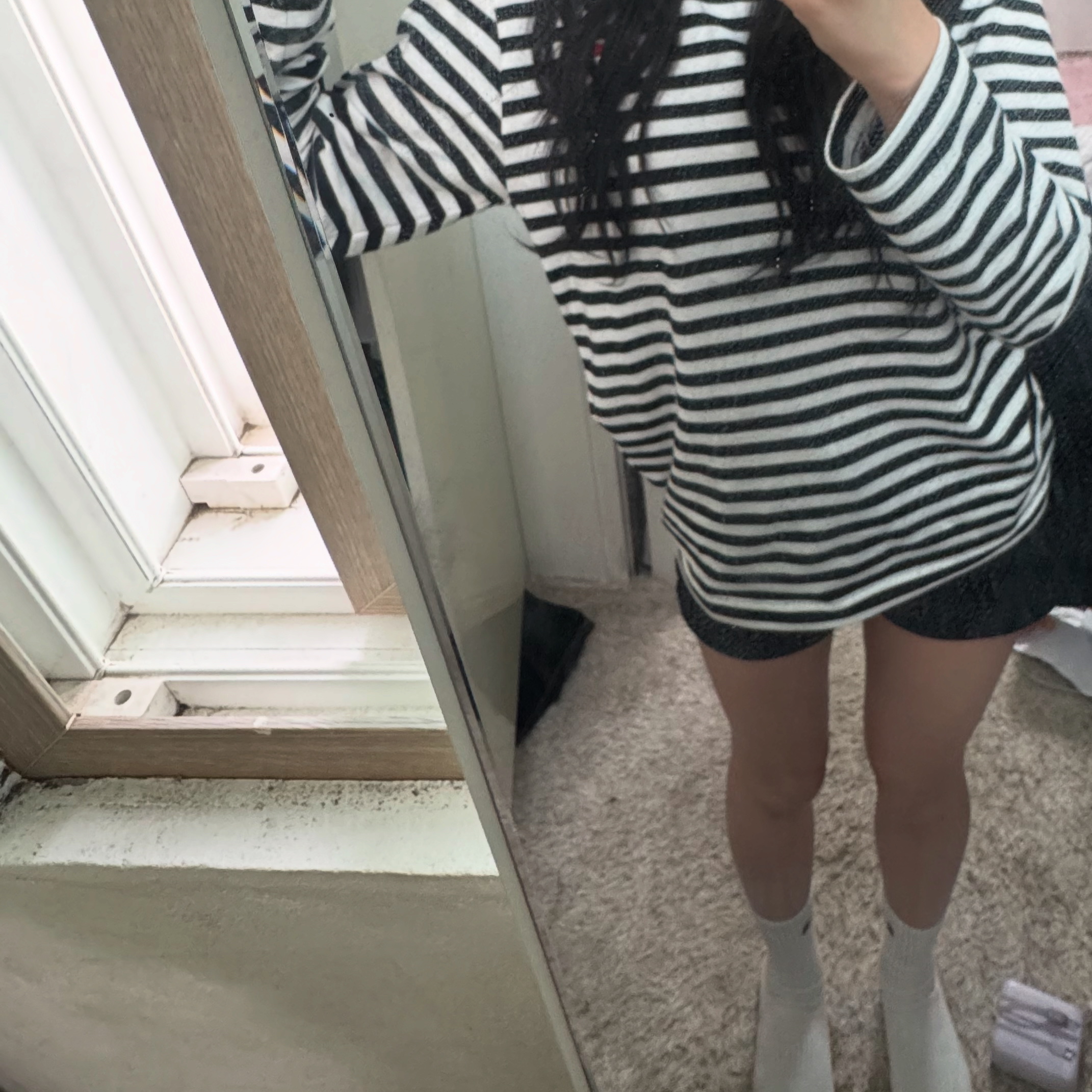 Play Comme des Garcons Striped LS T-Shirt Black White 착용 스타일