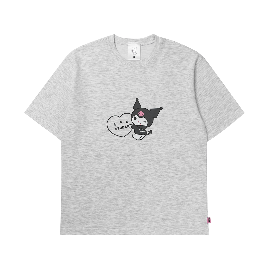 아이앱 스튜디오 쿠로미 하트 티셔츠 라이트 그레이(IAB Studio Kuromi Heart T-shirts Light Grey)
