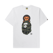 BAPE 1st Camo Milo on Ape Head T-Shirt White Green