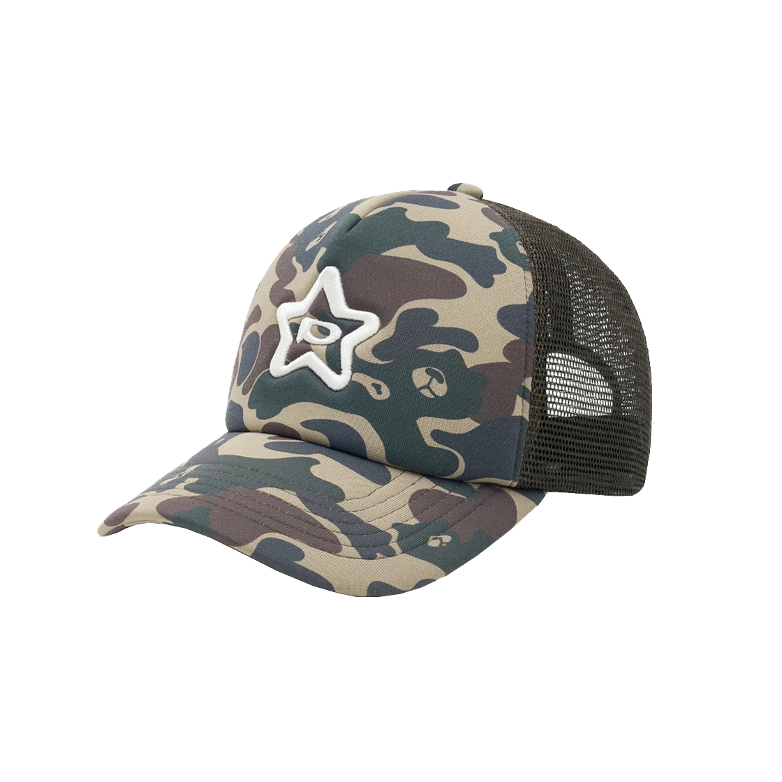 피지컬 디파트먼트 카모 베어 트러커 캡 카키(Phyps Dept Camo Bear Trucker Cap Khaki)