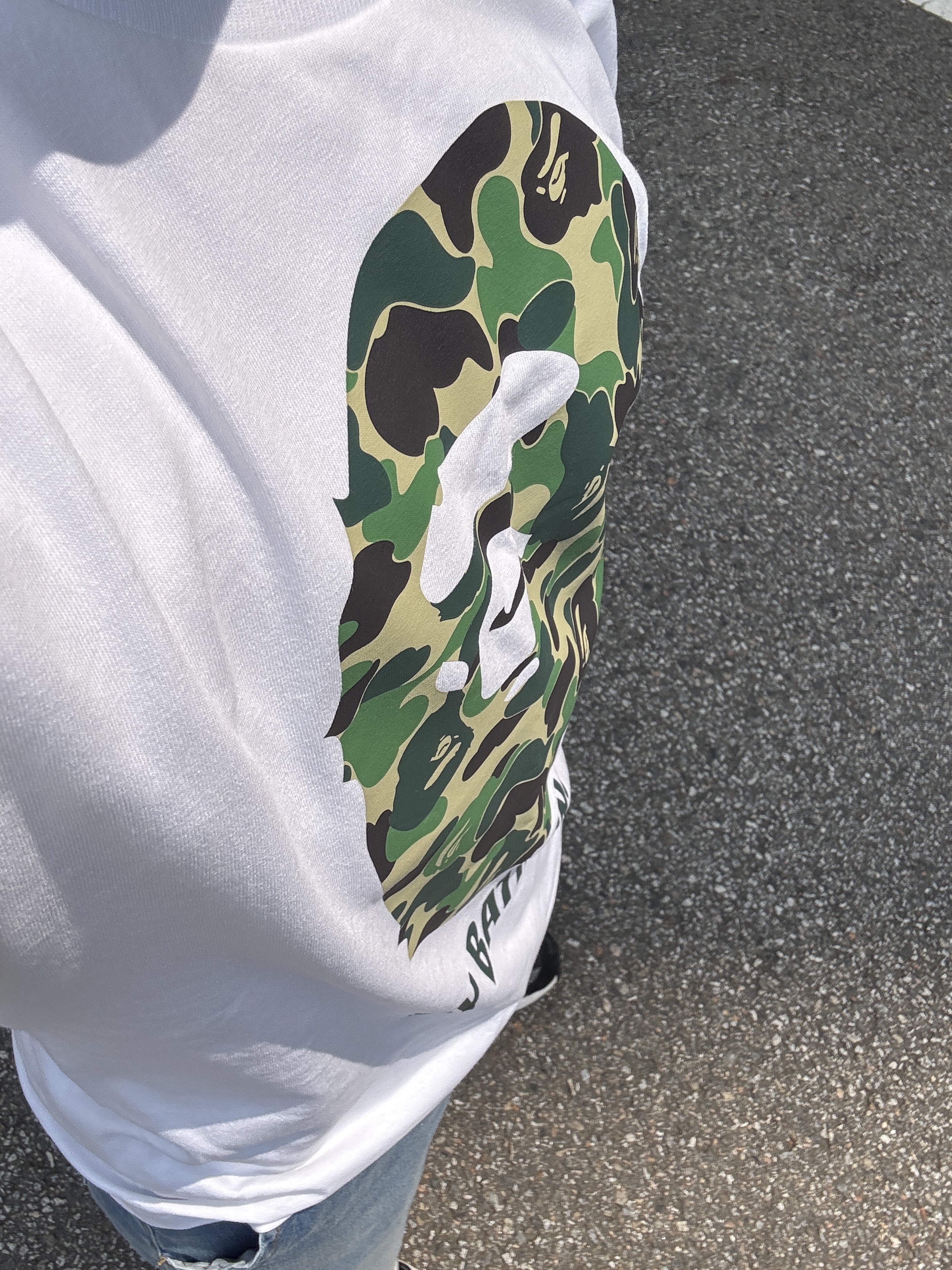 BAPE ABC Camo By Bathing Ape T-Shirt White Green, New Balance 993 Made in USA Black - D Standard 착용 스타일
