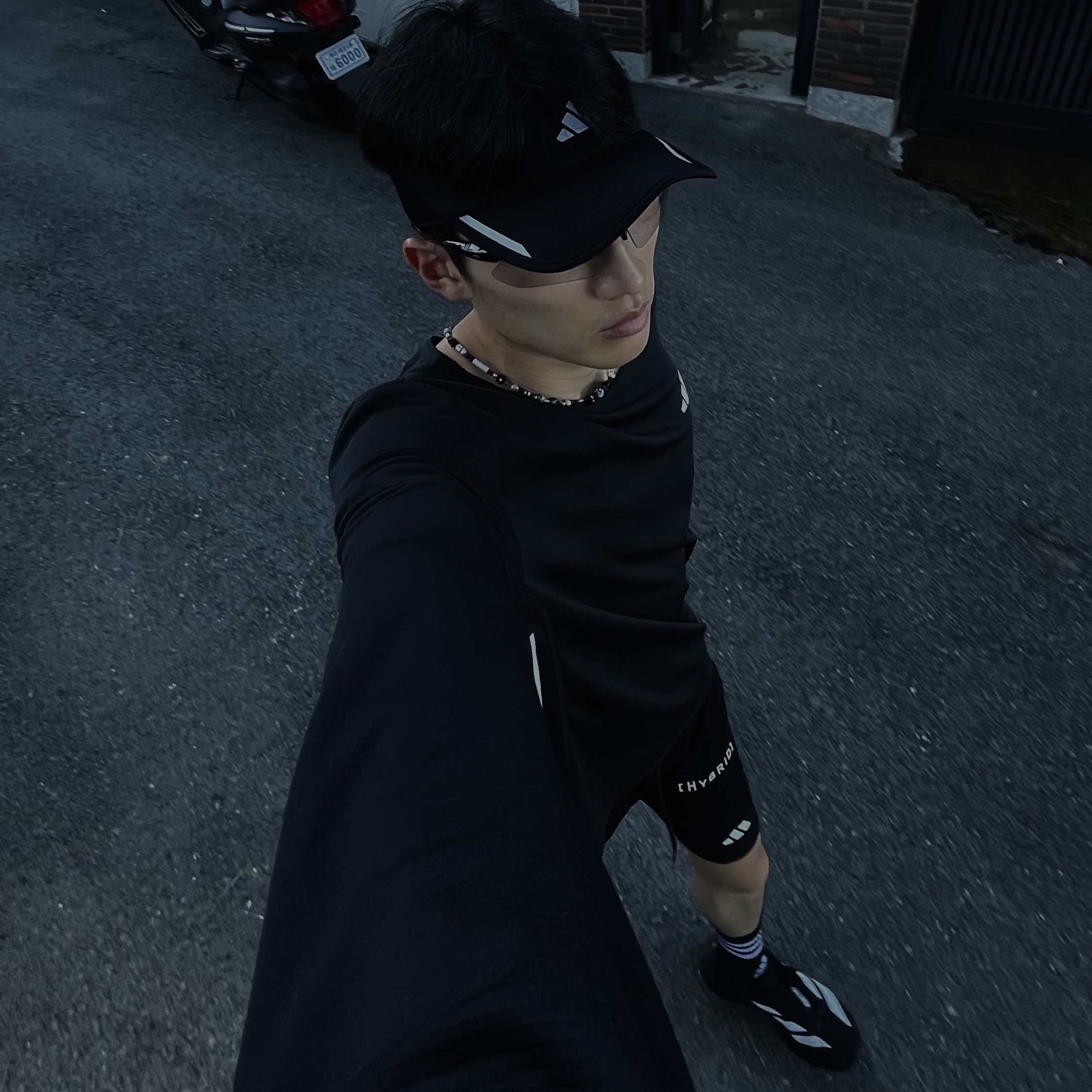 Adidas Adizero EVO SL Core Black Cloud White, Adidas Own the Run Short Tights Black - US Sizing 착용 스타일