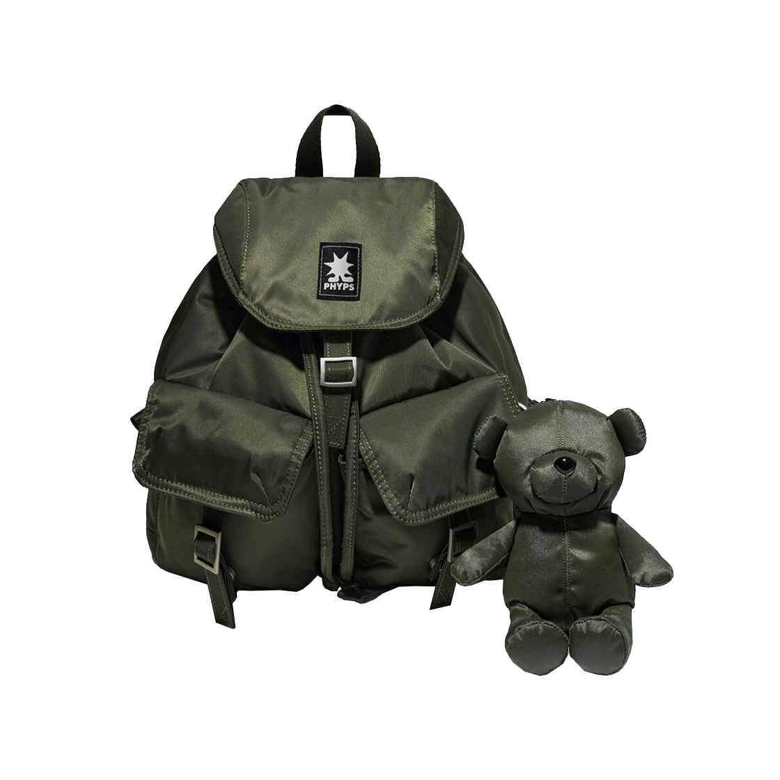 피지컬 디파트먼트 베어 키링 데이백 카키(Phyps Dept Bear Keyring Day Bag Khaki)