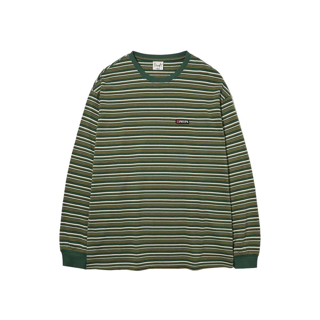 PFS1LS304AGN Phyps Dept Vintage Stripe Long Sleeve Green
