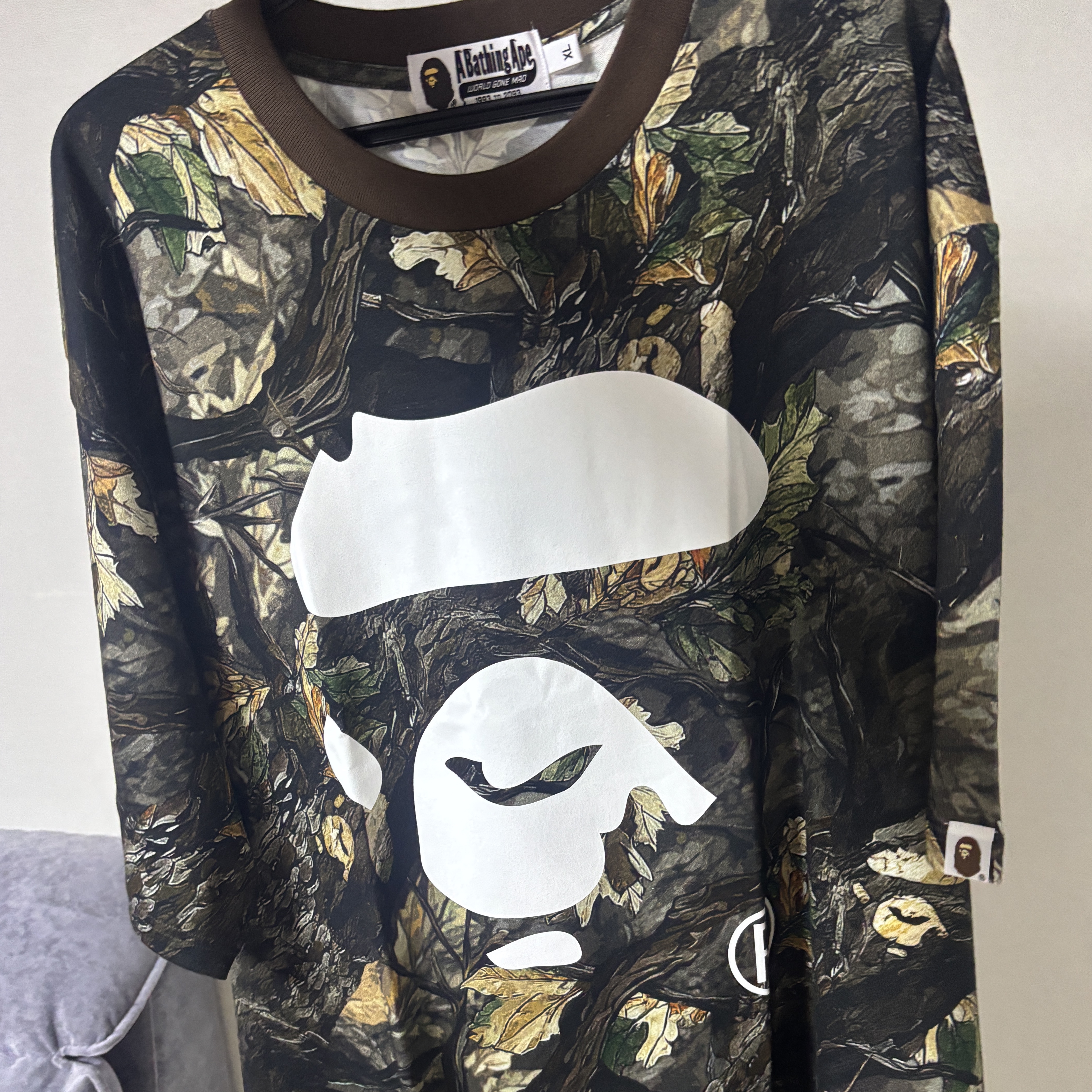 BAPE Tree Edge Camo Ape Face Relaxed Fit T-Shirt Brown 착용 스타일