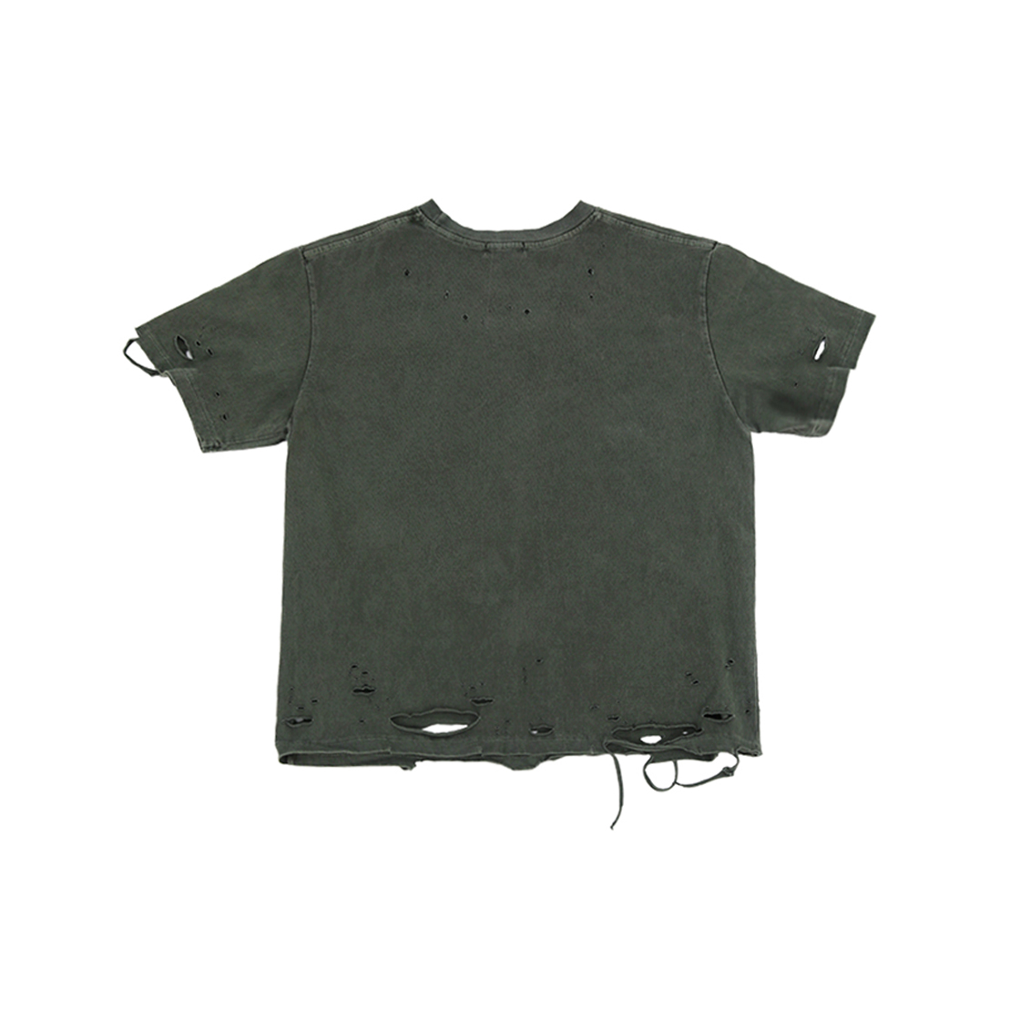 쉐도우 애쉬드 데미지 티셔츠 카키(SHXDW Ashed Damage T-Shirt Khaki) - 2