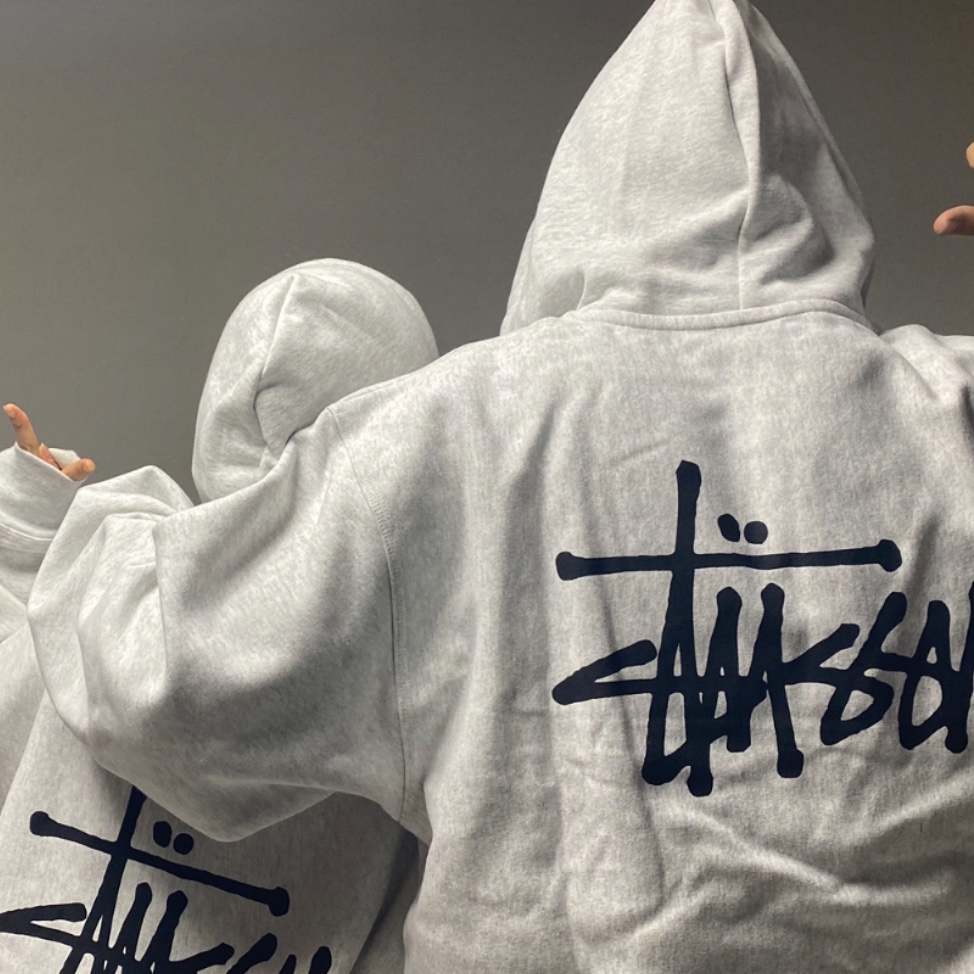Stussy Basic Stussy Zip Hoodie Ash Heather 착용 스타일