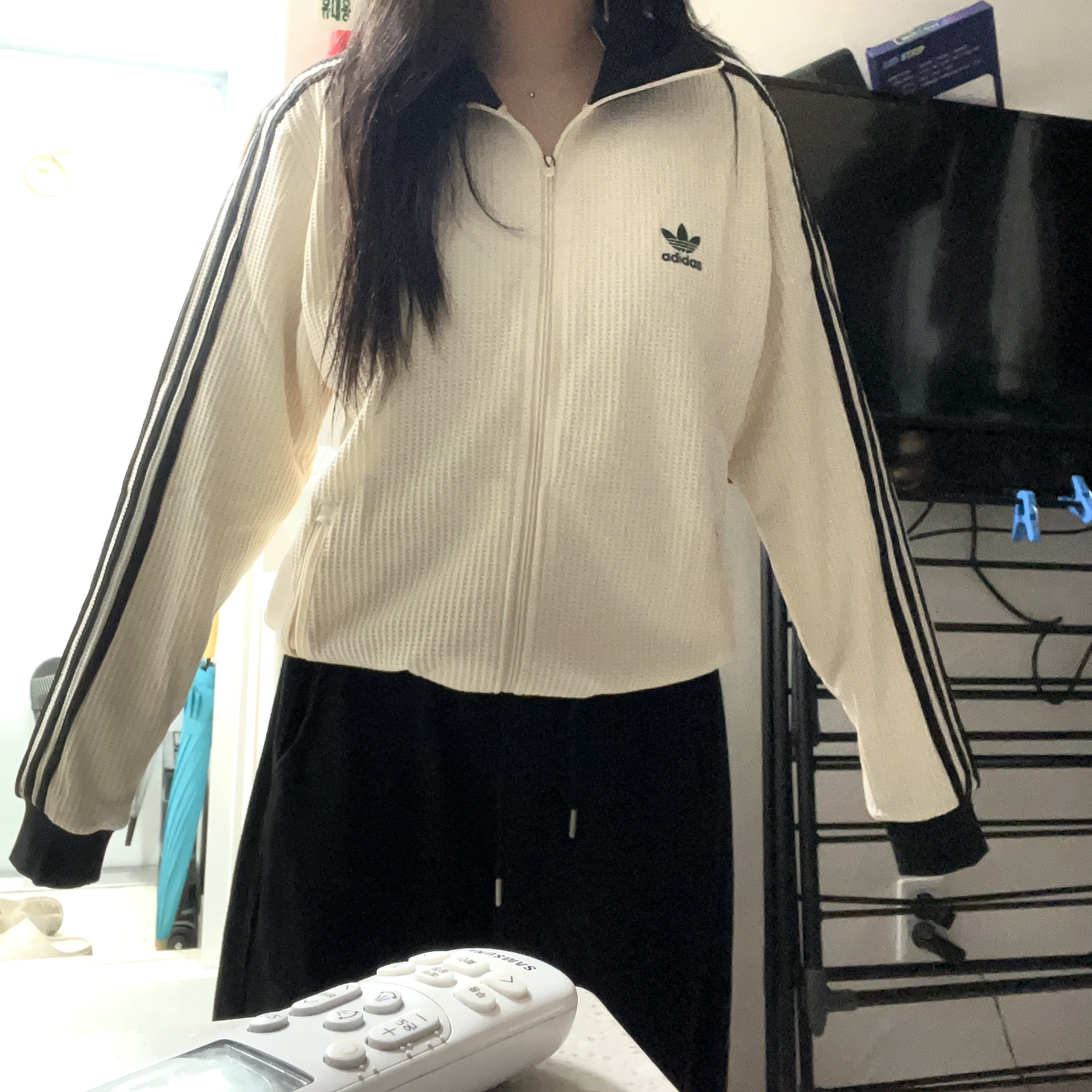 Adidas Waffle Beckenbauer Track Top Wonder White - KR Sizing 착용 스타일 - 2