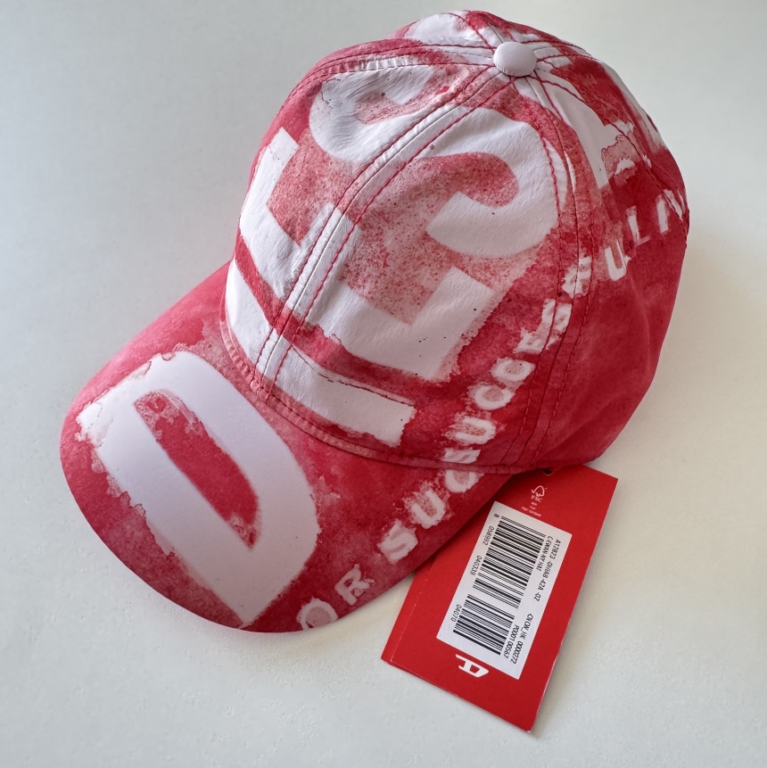 Diesel C-Ewan-Ny Nylon Baseball Cap with Super Logo Red, Diesel C-Orson Cap Black 착용 스타일 - 1
