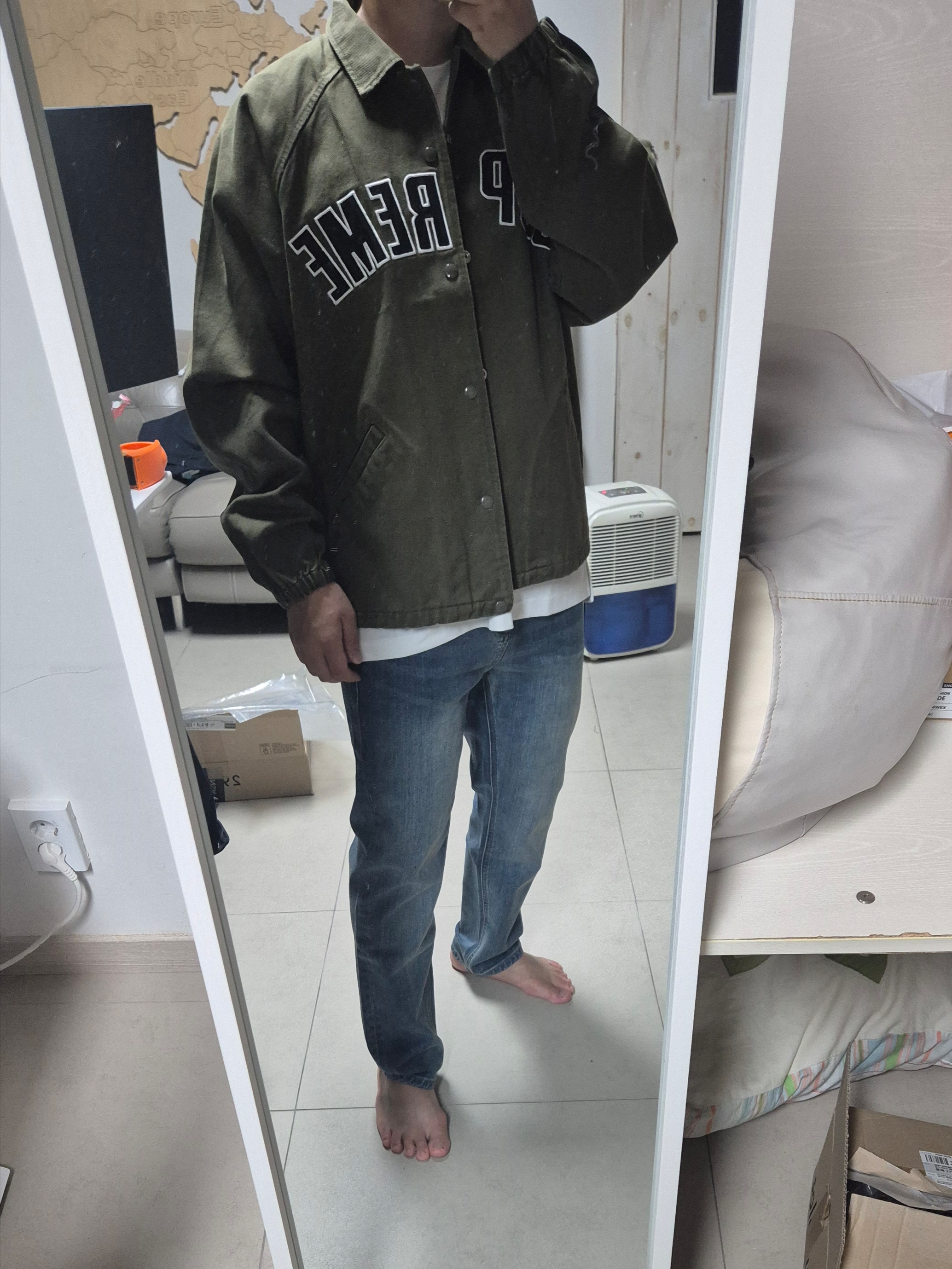 Supreme Arc Denim Coaches Jacket Olive - 24SS 착용 스타일 - 2