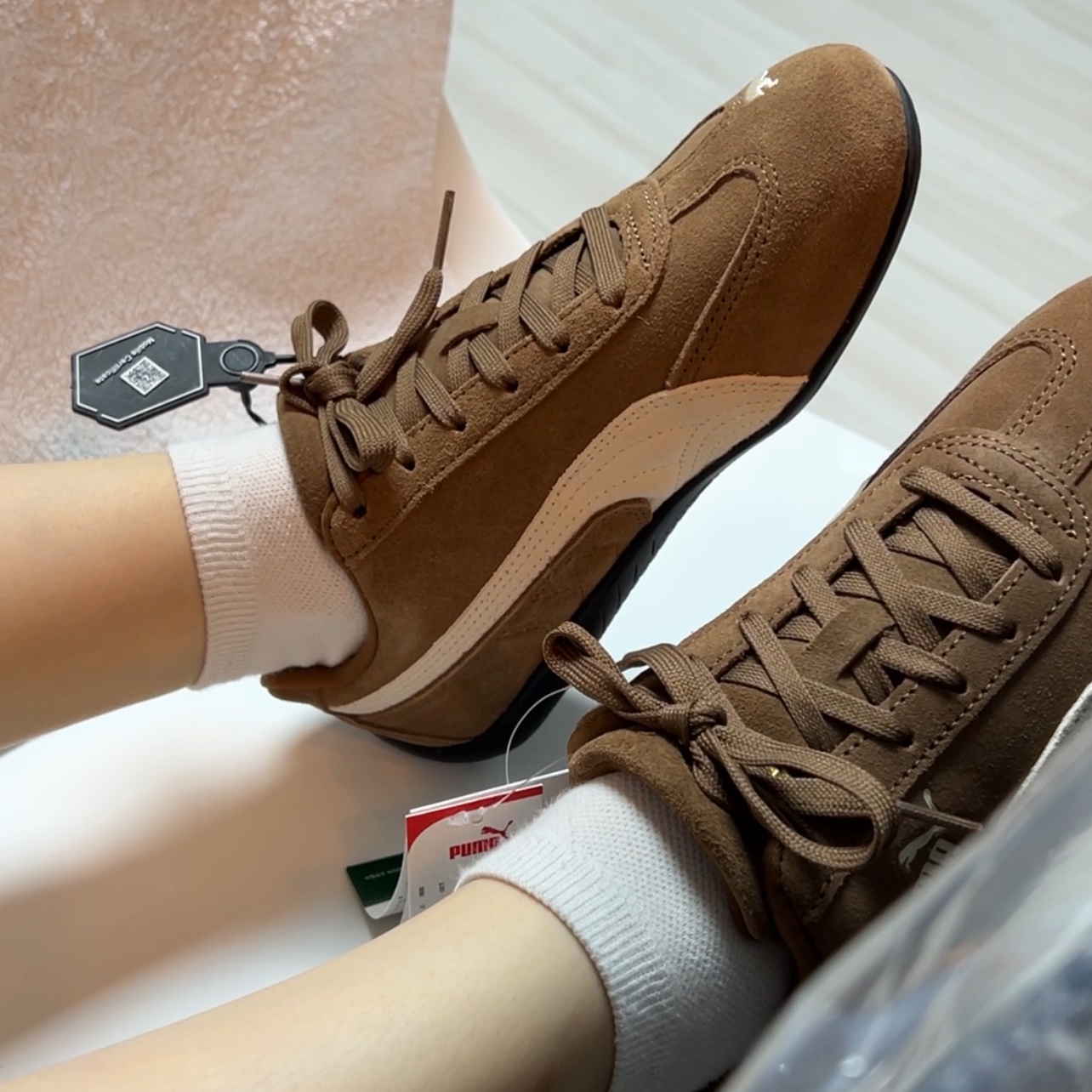 Puma Speedcat OG Haute Coffee Frosted Ivory 착용 스타일 - 2