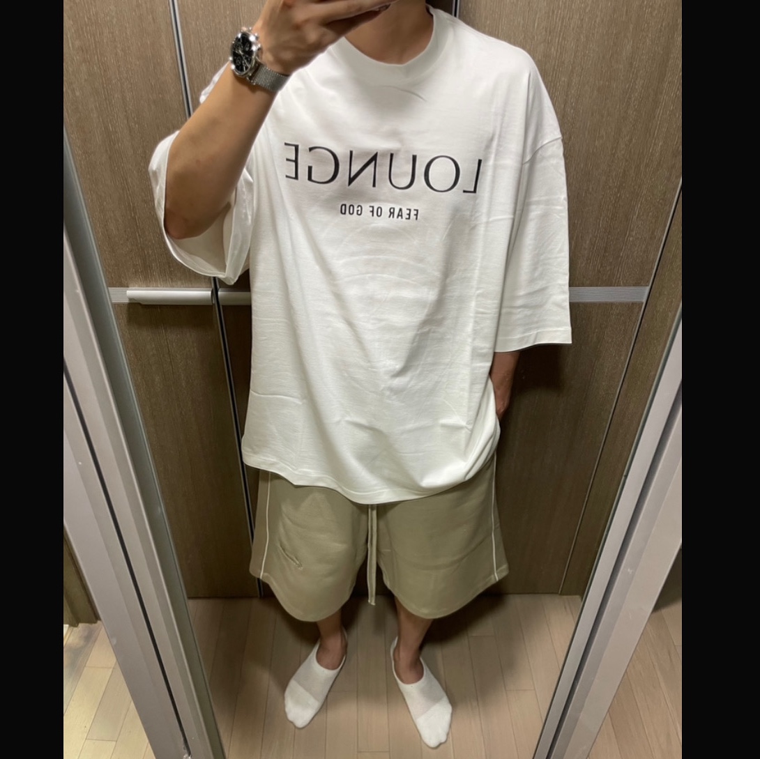 Essentials Relaxed Fleece Sweatshort With Piping Cloud White - 25SS 착용 스타일