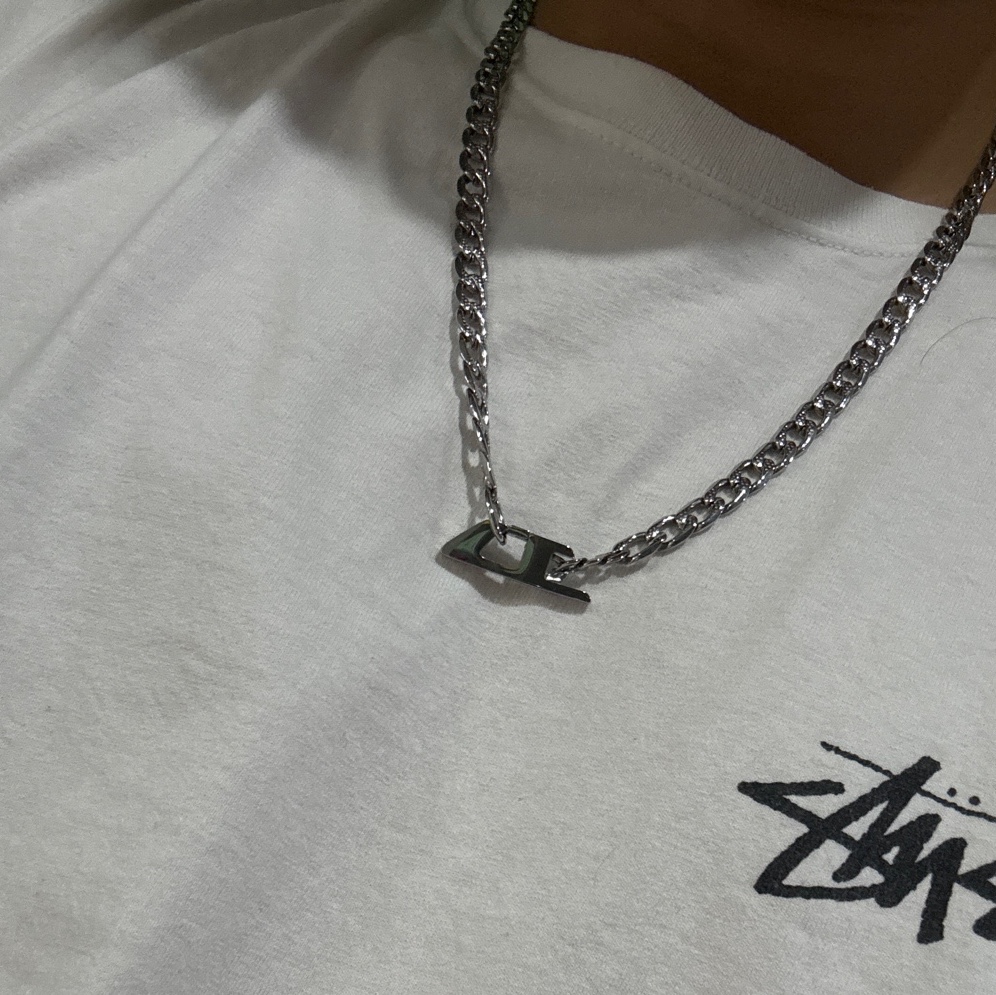 Diesel Dx1497 Stainless Steel Chain Necklace Silver 착용 스타일