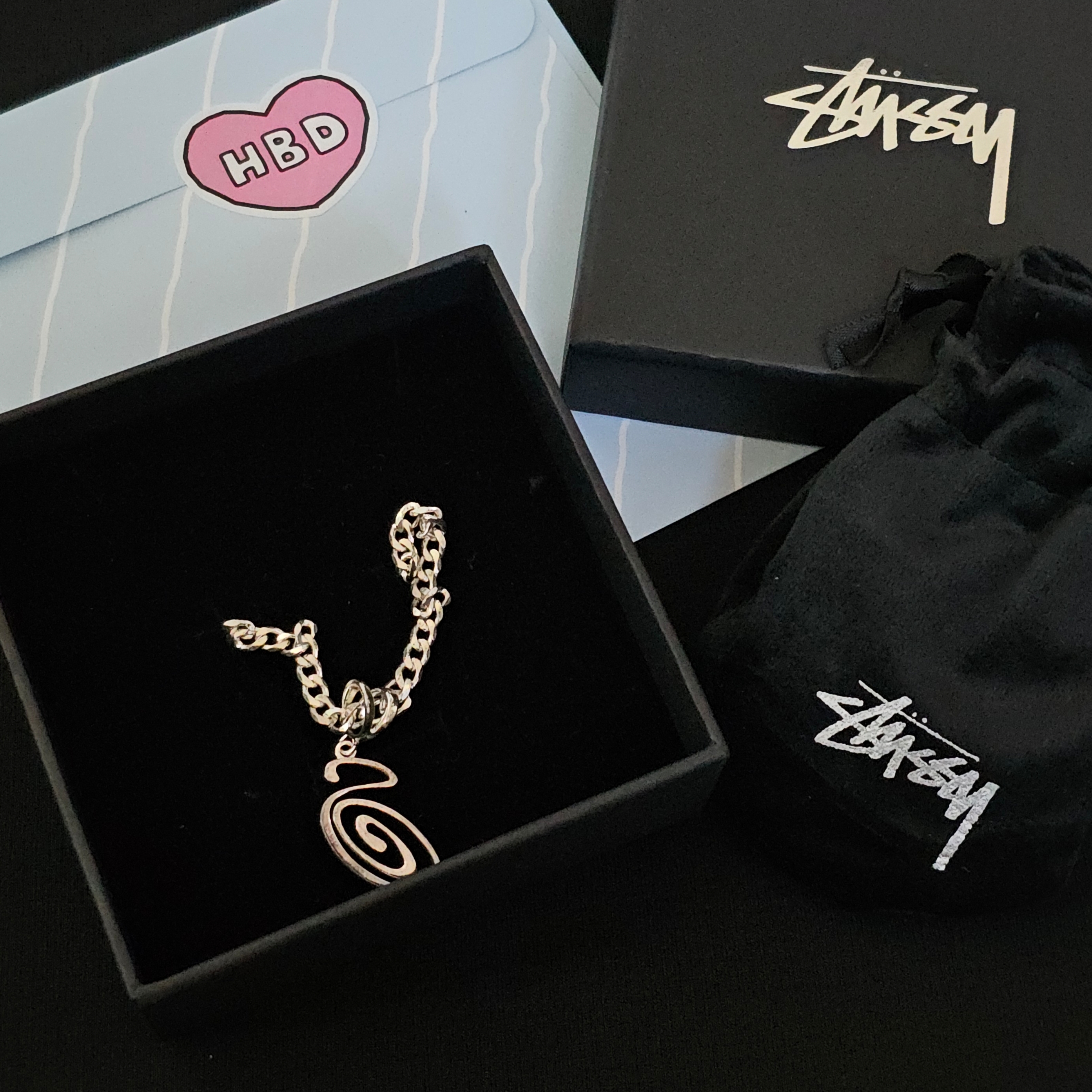 Stussy Swirly S Chain Sterling Silver 착용 스타일