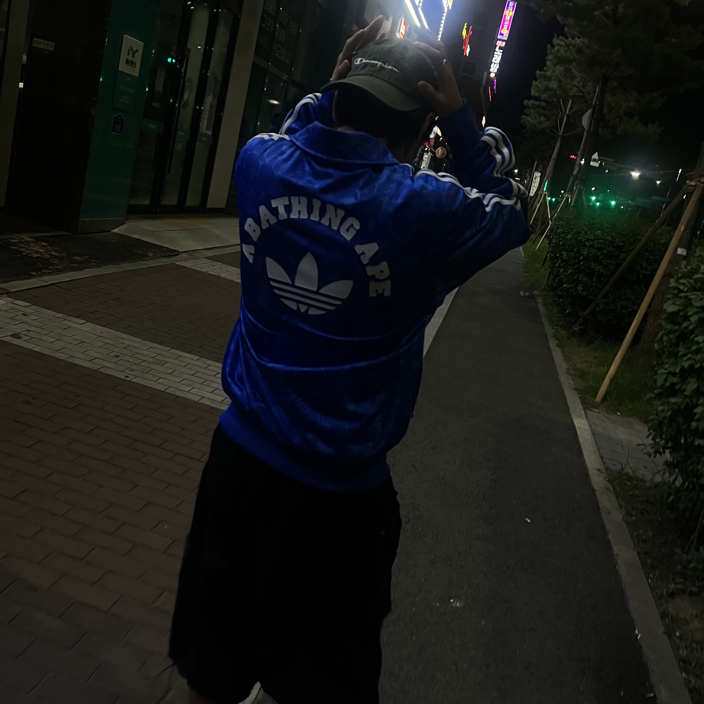 Adidas x BAPE Allover Print Track Top Blue - KR Sizing 착용 스타일