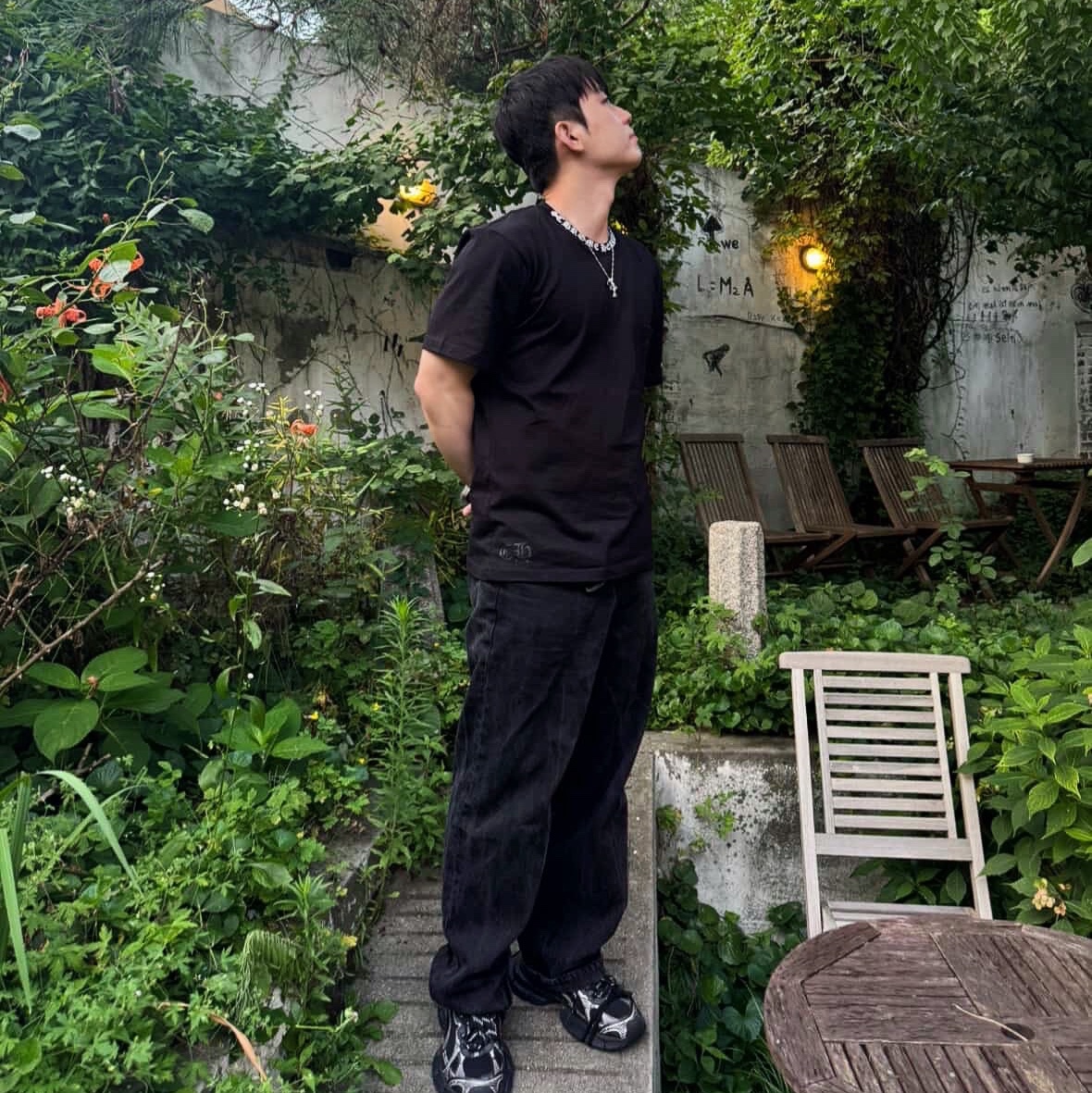 Chrome Hearts Short Sleeve Pocket Crew Black, Hansroom Chrome Hearts Tiny Fat Cross Charm Pave Dia 착용 스타일