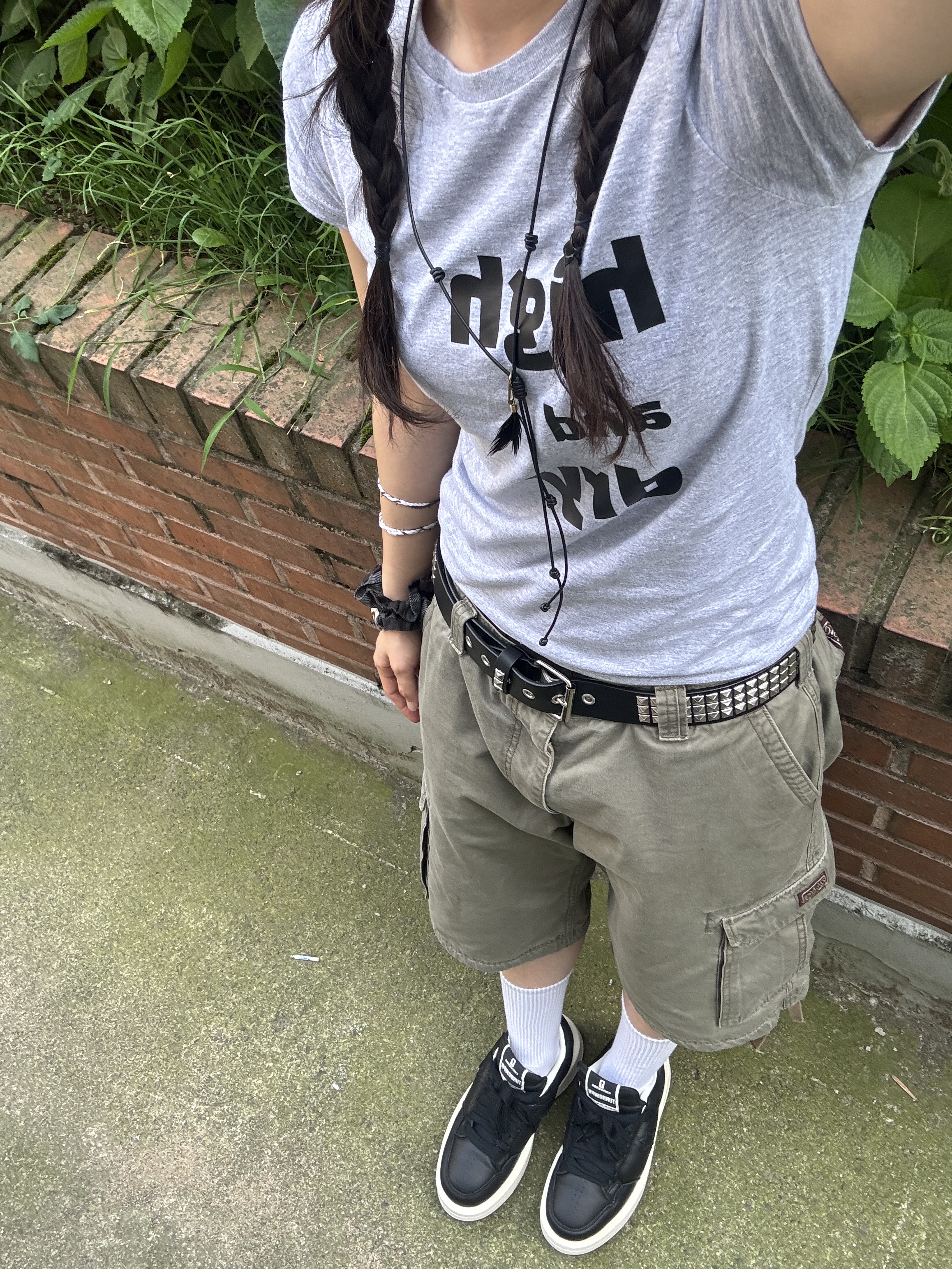 AEAE Ae Symbol Angel Wing Cap Camo, Converse x Drkshdw Turbowpn Ox Black 착용 스타일 - 3