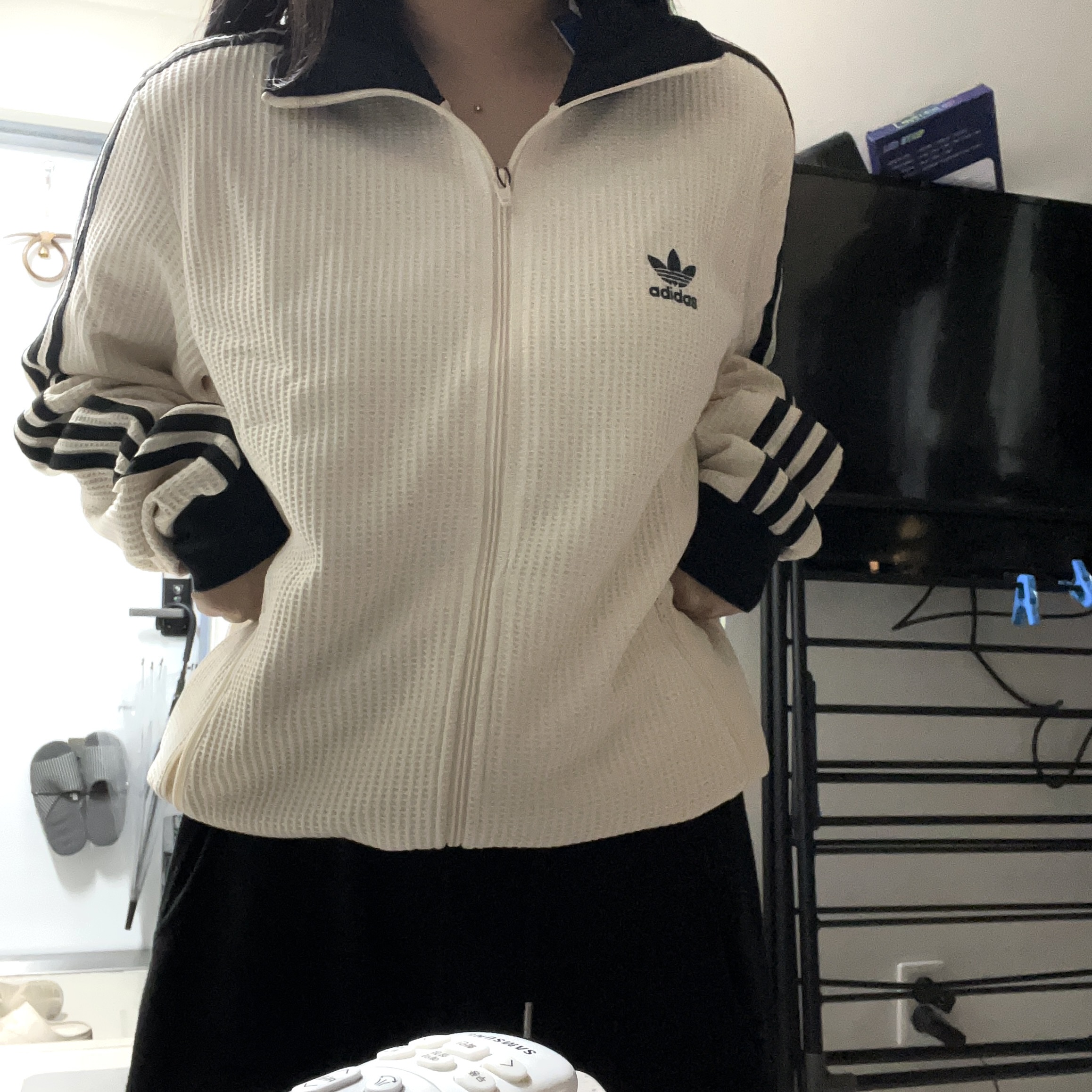 Adidas Waffle Beckenbauer Track Top Wonder White - KR Sizing 착용 스타일 - 3