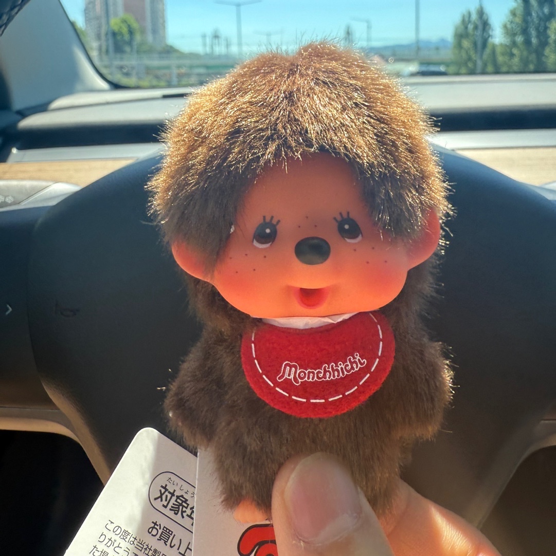 Monchhichi Bighead SS Boy Key Chain Brown 착용 스타일
