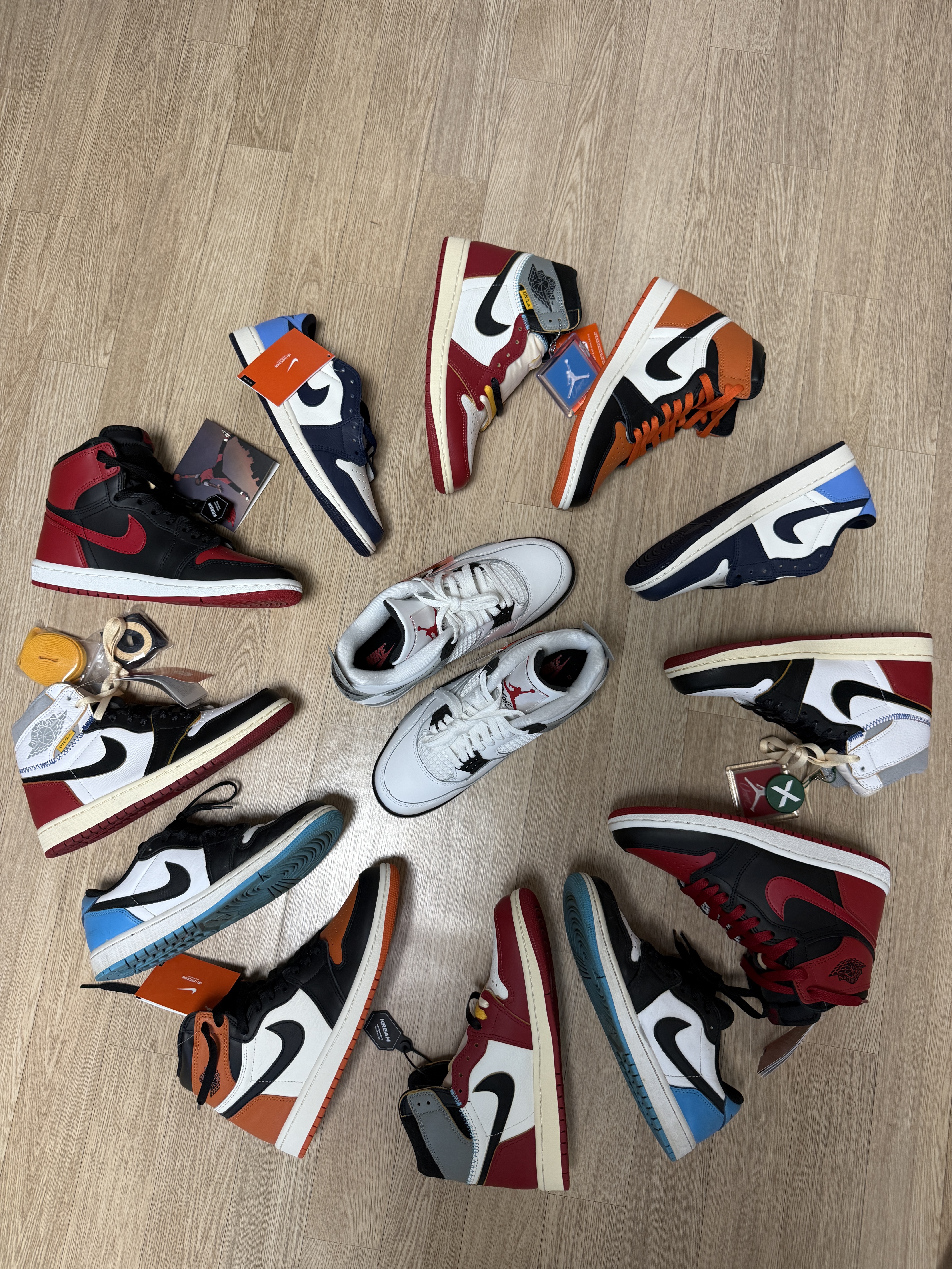 Jordan 1 High 85 Bred, Jordan 1 x Union Retro High OG Chicago Shadow ์ฐฉ์ฉ ์คํ์ผ
