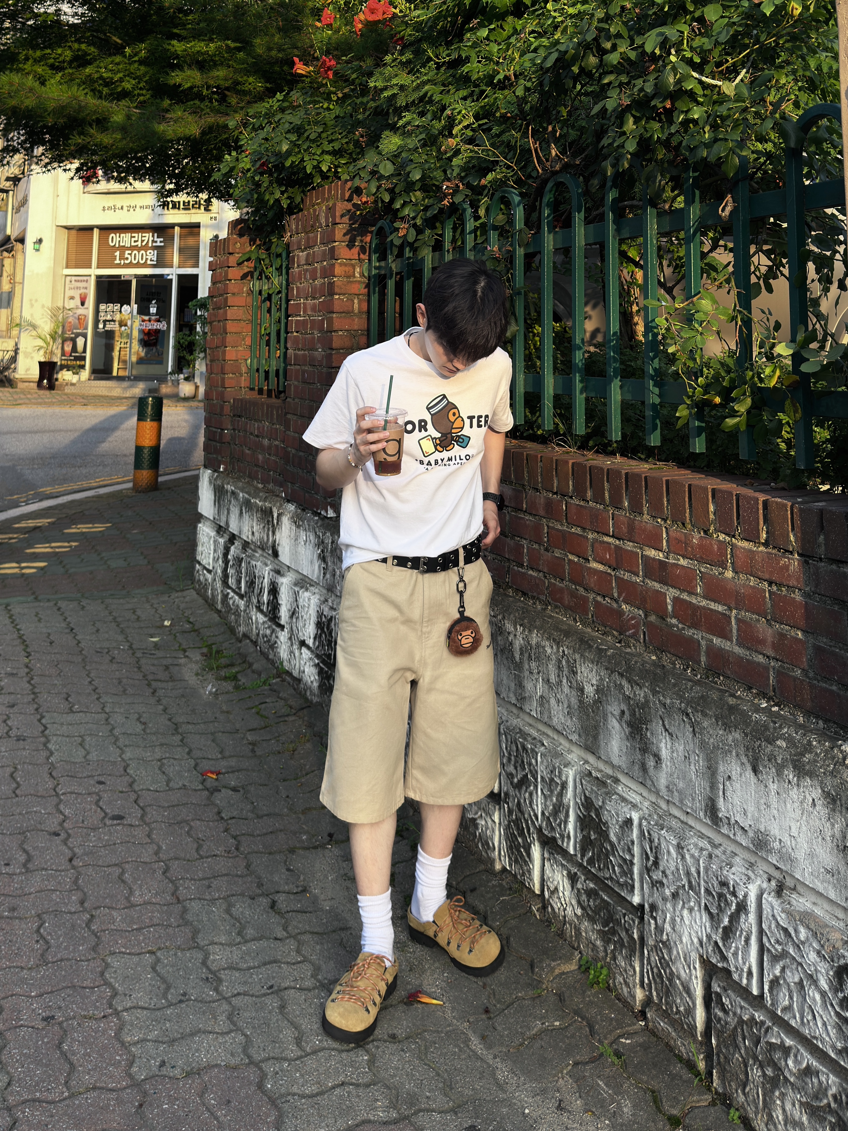 BAPE x Porter Baby Milo T-Shirt White 착용 스타일 - 5