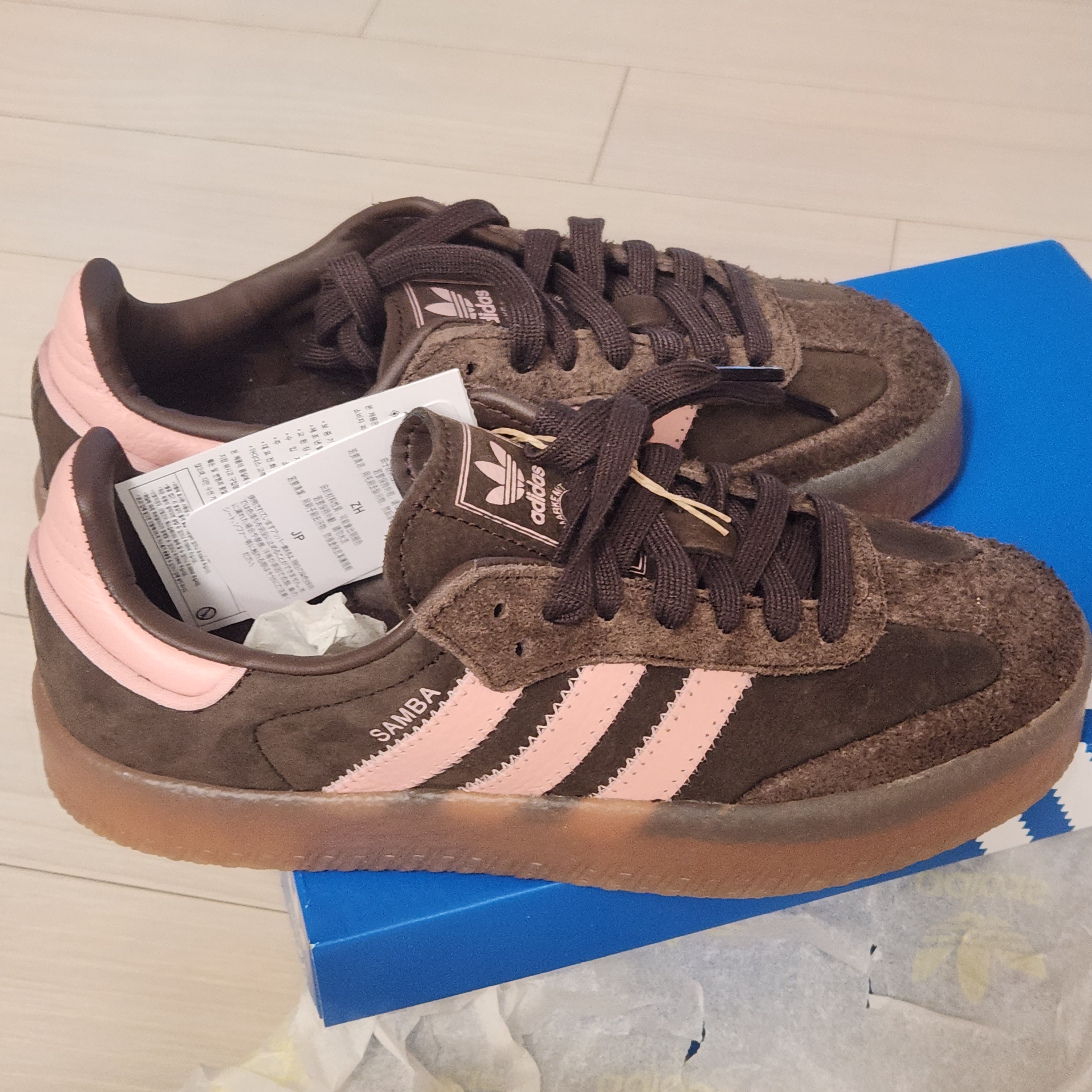 (W) Adidas Sambae Dark Brown Wonder Mauve 착용 스타일 - 1