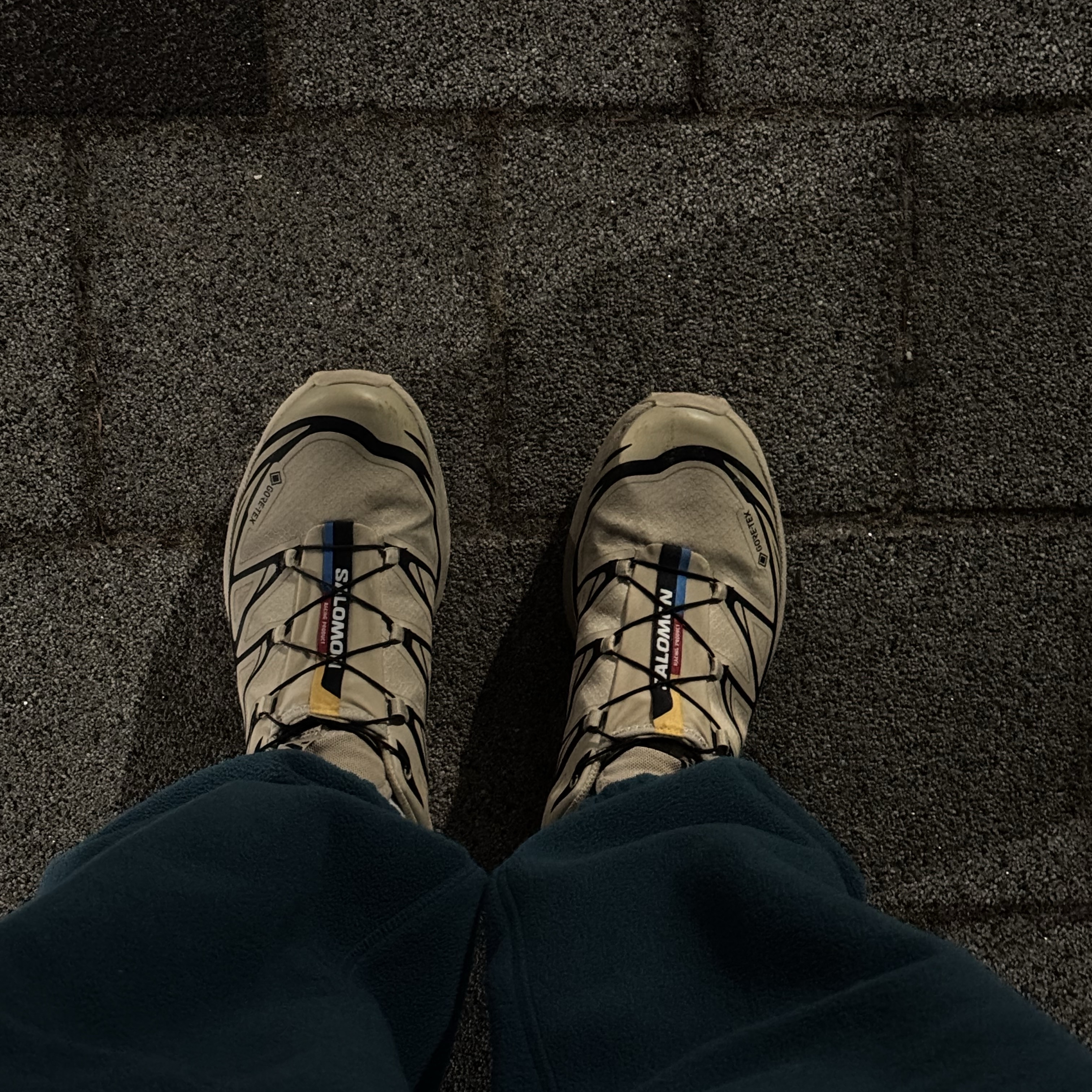 Salomon XT-6 GTX Safari Black 착용 스타일