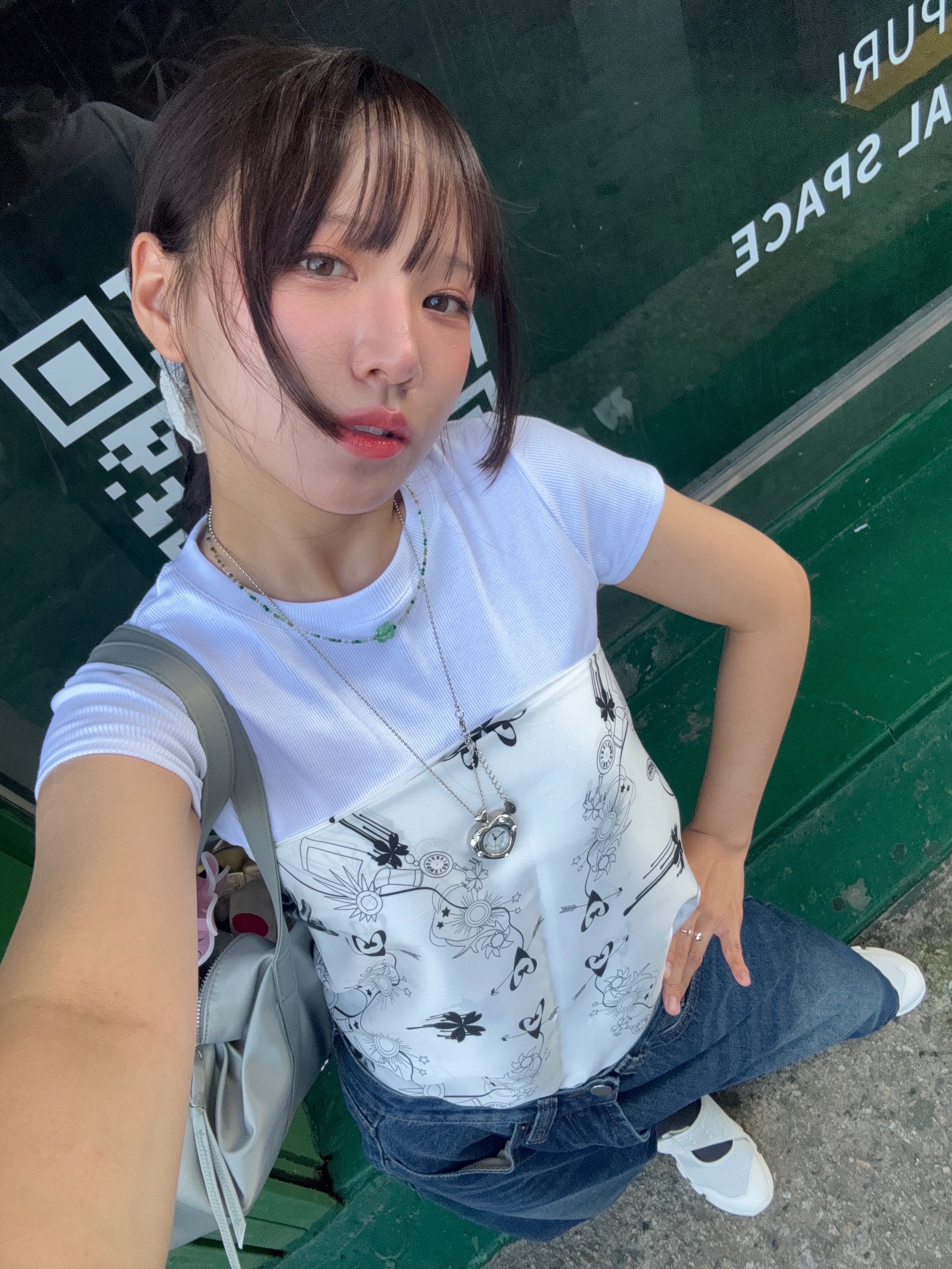 (W) Adidas Adifom Megajane Cloud White Iron Metallic 착용 스타일 - 2